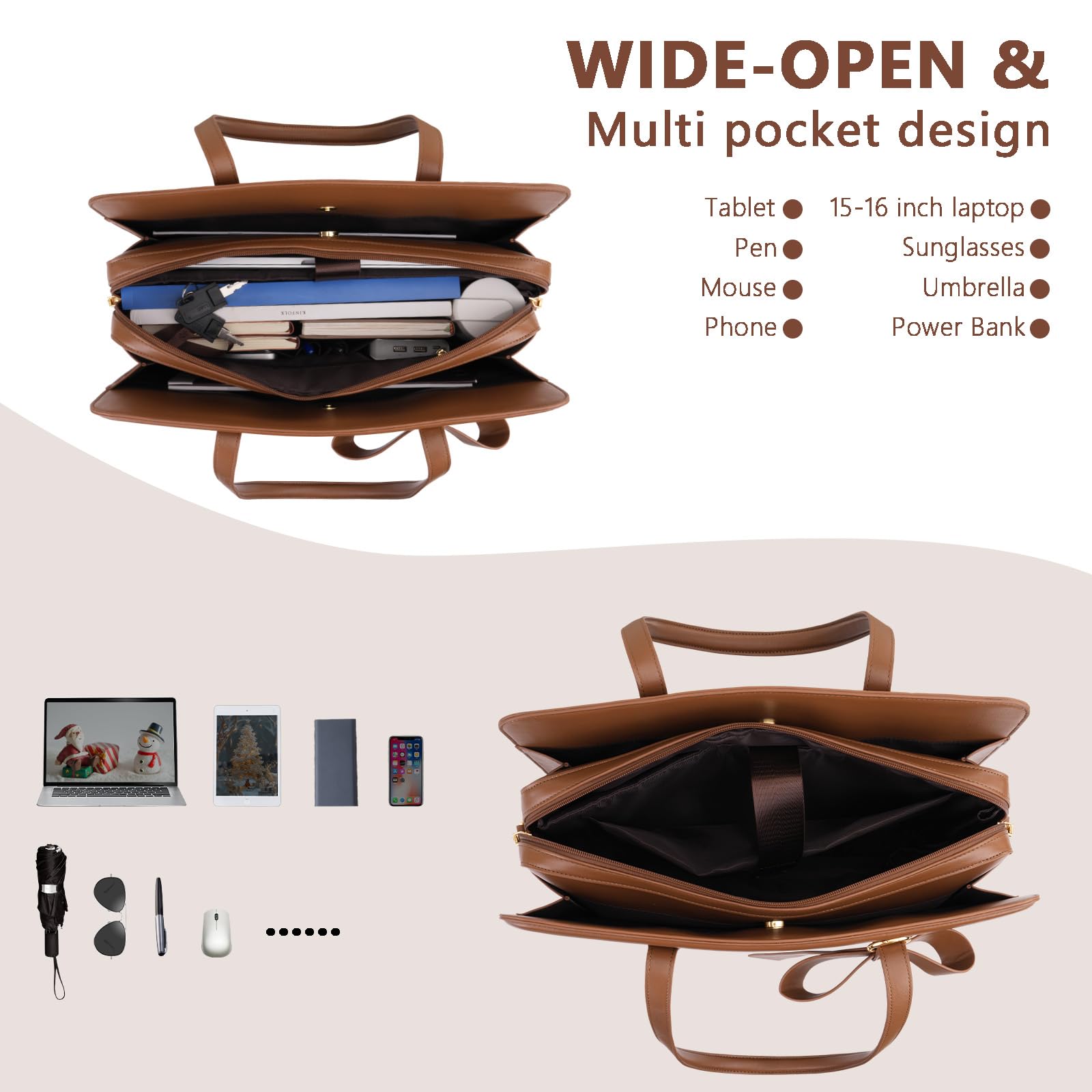 MOSISO Bolso Portátil con Lazo para Mujer, PU Bolso Portátil