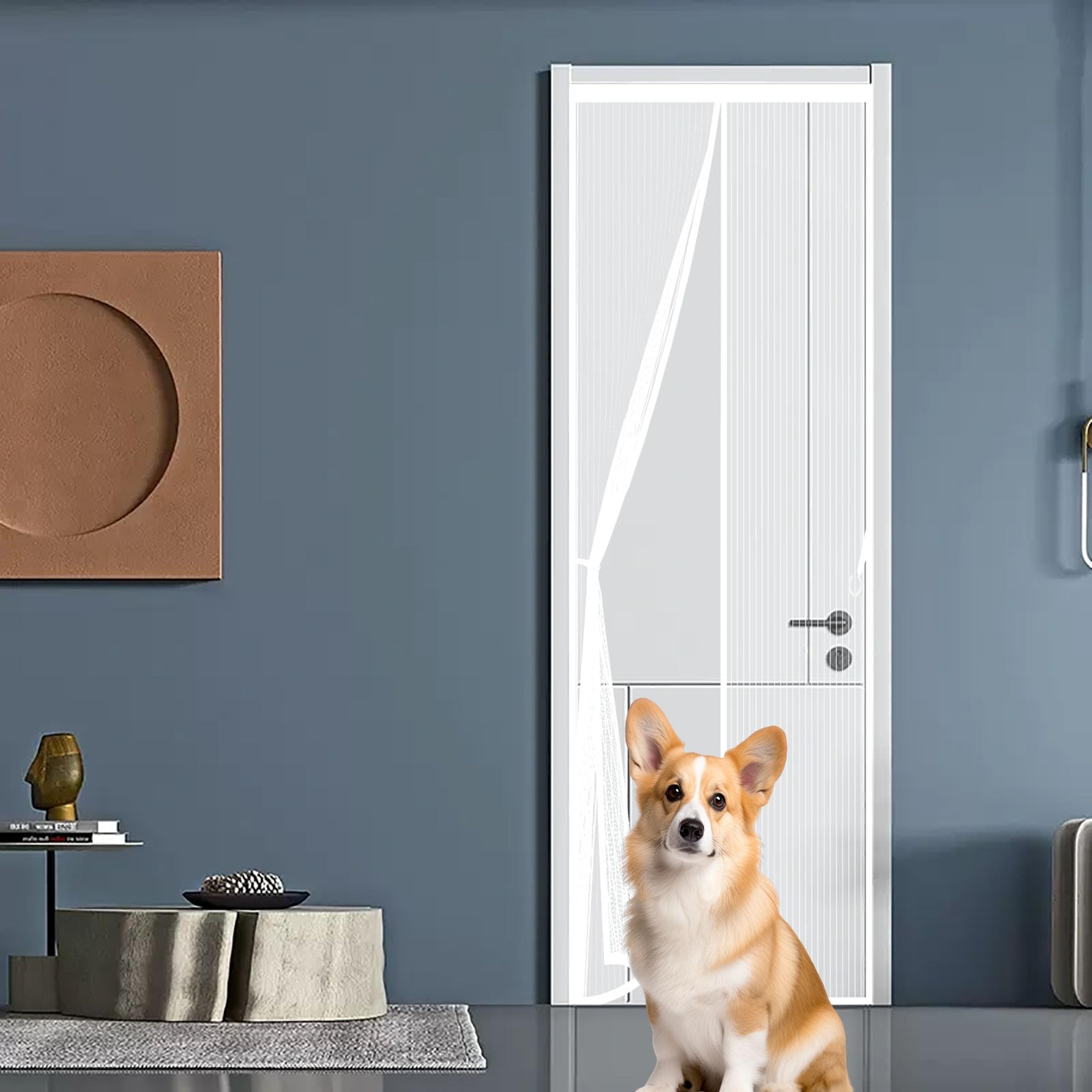 Moustiquaire porte fenetre anti mouche blanc rideau aimanté