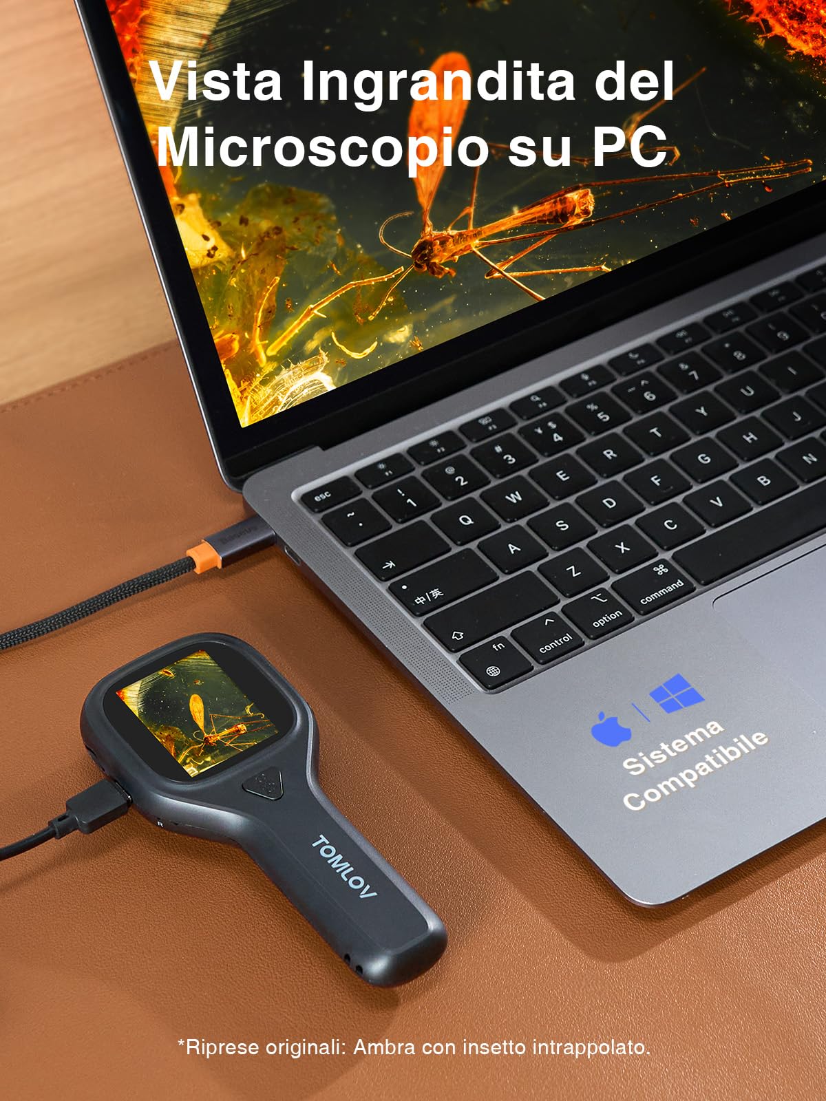 TOMLOV P10 Evo Microscopio per Adulti e Bambini, Lente Portatile con Schermo IPS da 2" per Monete, Insetti e Piante, Lente per Gioielli con Luce, Compatibile con Windows/macOS – Nero