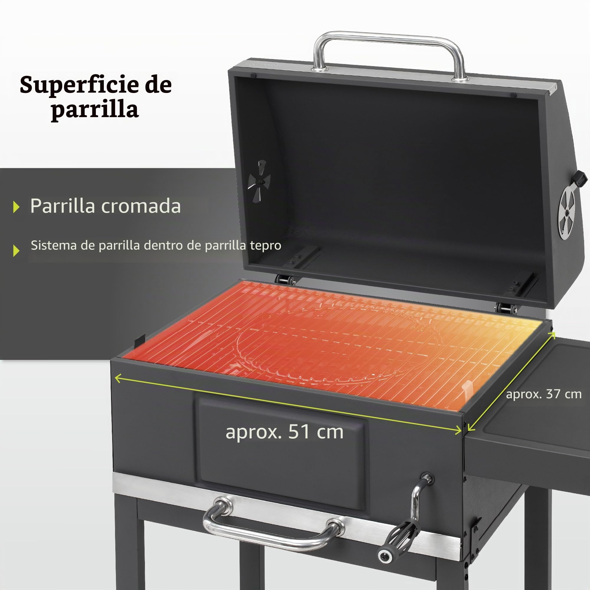 Tepro Parrilla de carbón Toronto Basic, superficie de la parrilla: 52 x 36 cm aprox