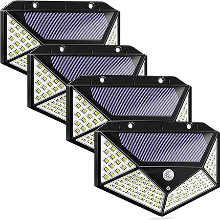 Clefairy Solar Lights for Garden 100 LED Motion Sensor Security Lamp for Home and Garden,Outdoors | Bright Solar Wireless Security Motion Sensor 100 Led Night Light (Pack of 4)