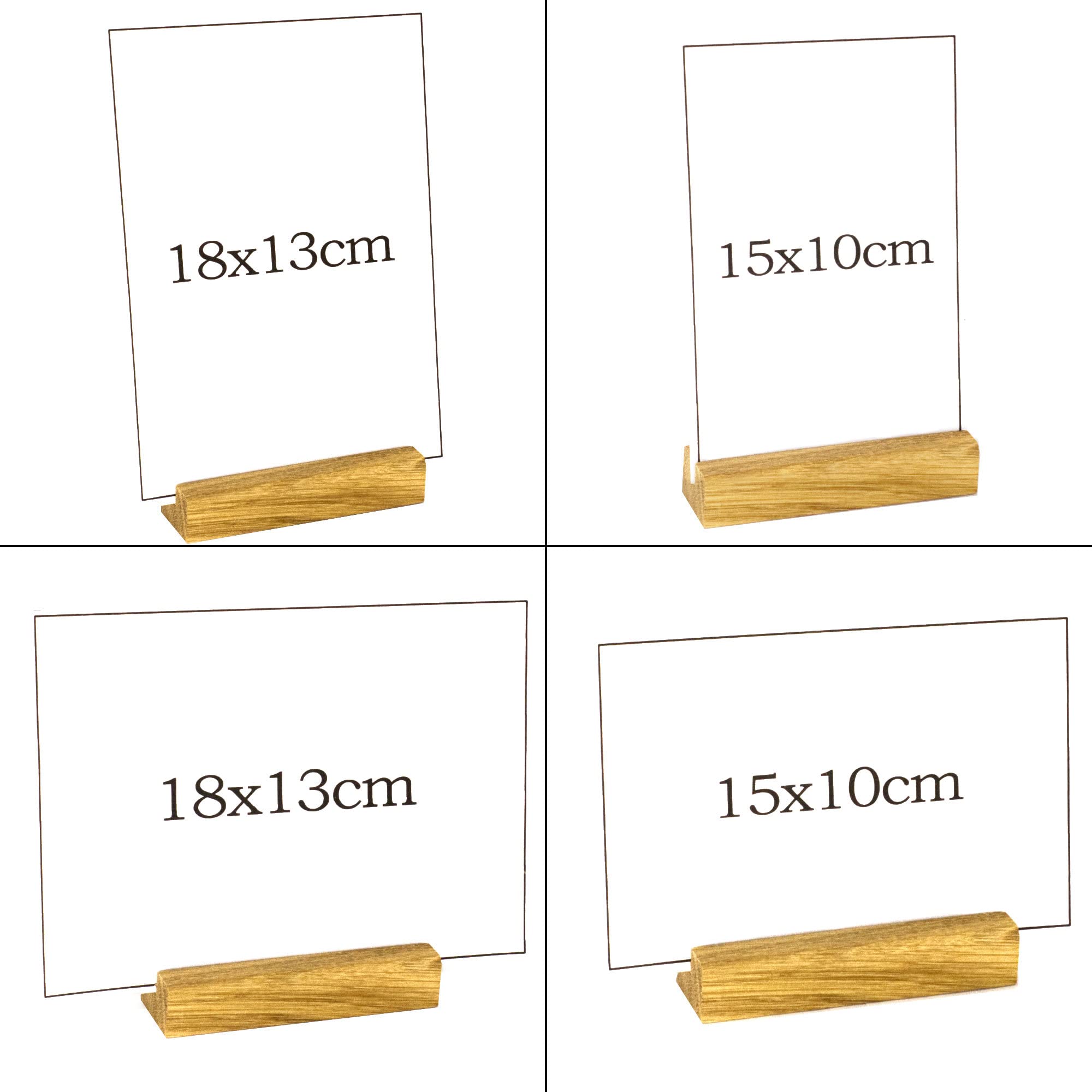 Fotohalter/Bilderhalter/Kartenhalter- Massivholz - Diverse Holzarten - Stückzahl wählbar (Eiche, 4 Stück)