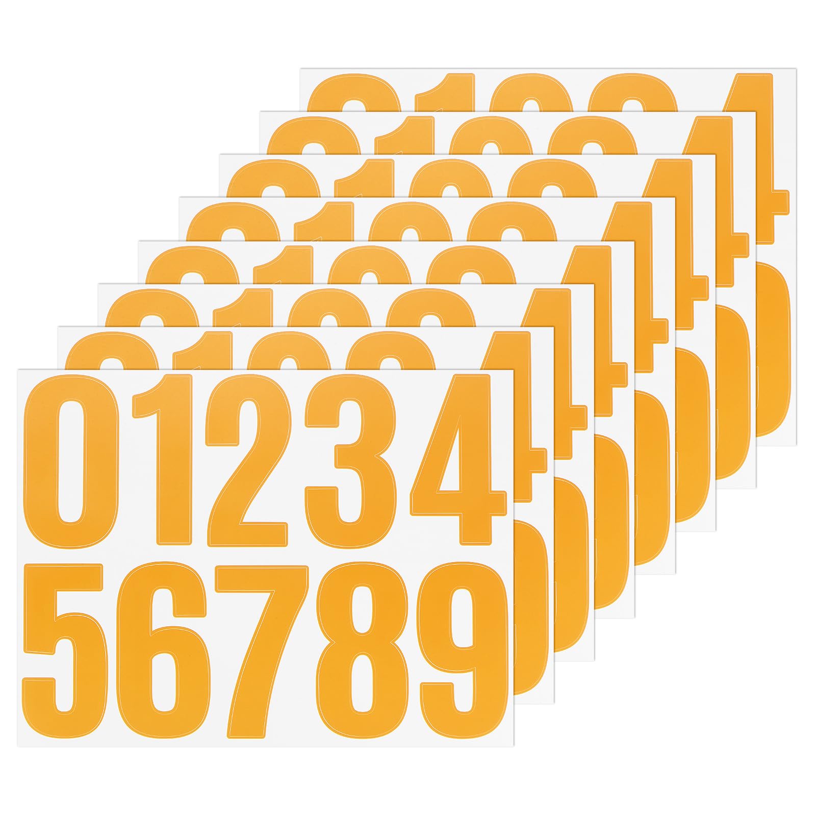 M METERXITY 12-Sheets Numbers Stickers, 4 Inch Vinyl 0-9 Self Adhesive Waterproof Number Mailbox Number Stickers for House/Sign/Address, Vinyl House Numbers[120 Pieces, Yellow]