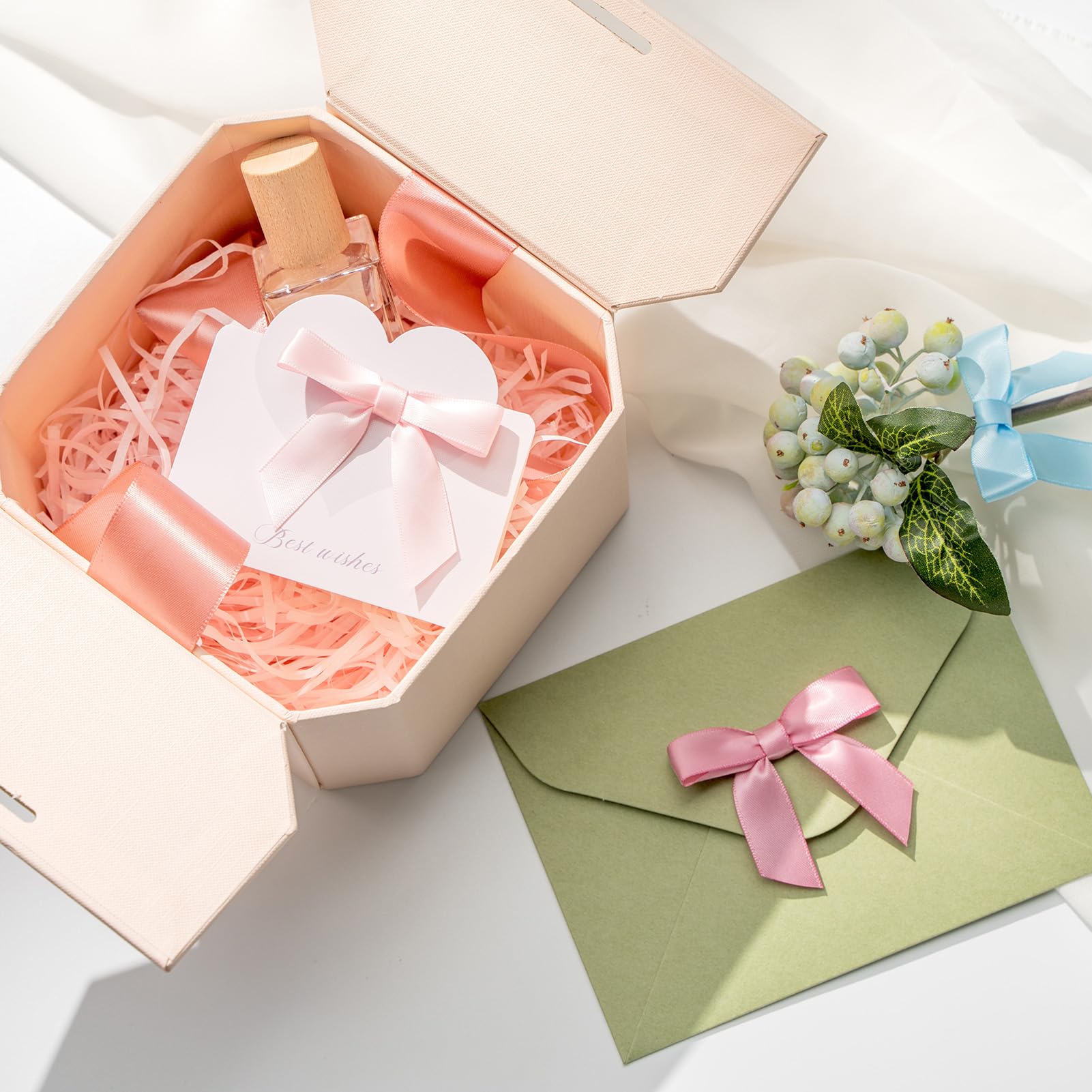 MORSUNBELA 50 Lazos de Regalo para Navidad, Beige y Crema Bodas y envoltorios de Regalo