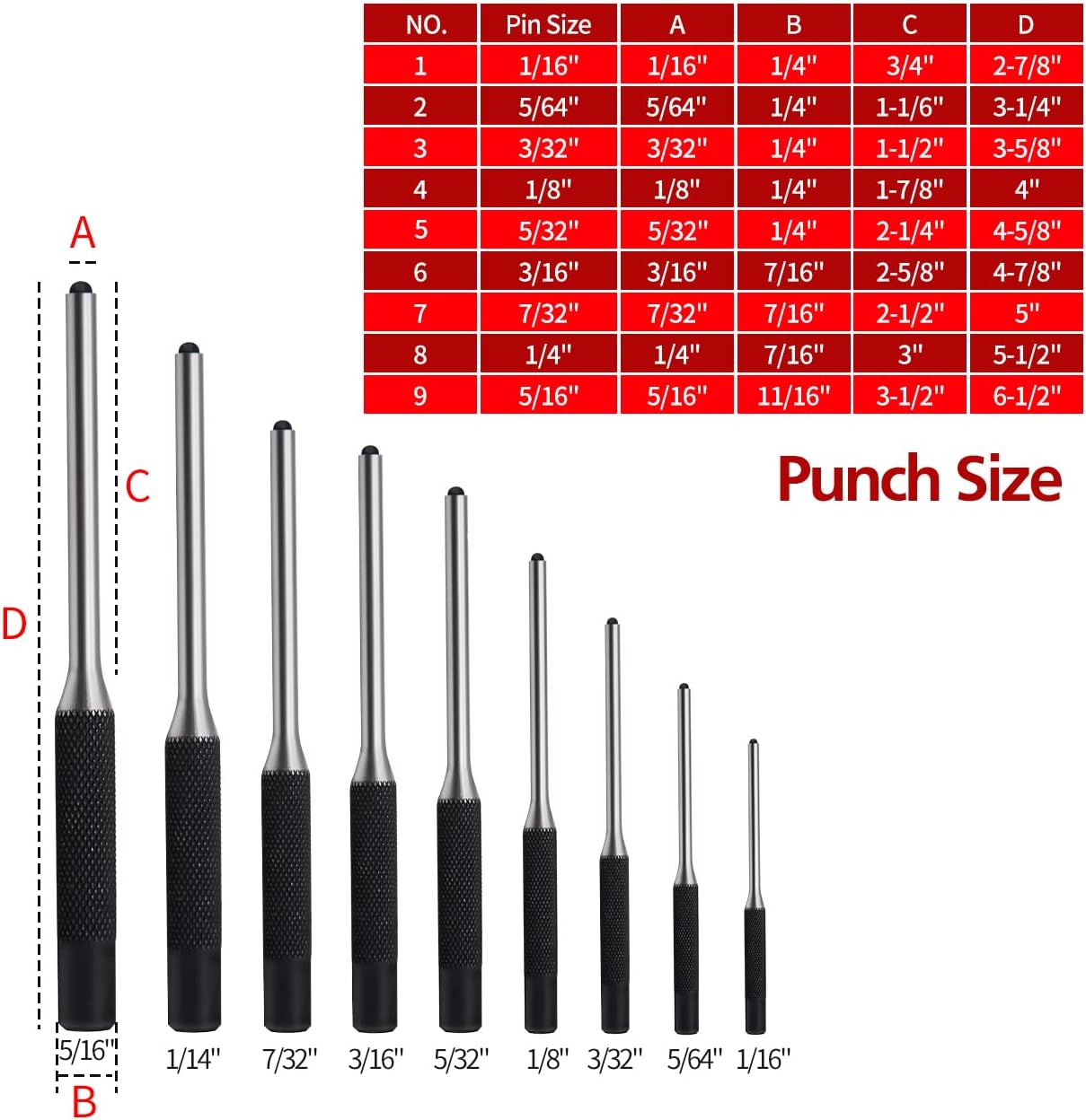 Buy Roll Pin Punch Set,14pcs Gunsmithing Punch Removing Repair Tools
