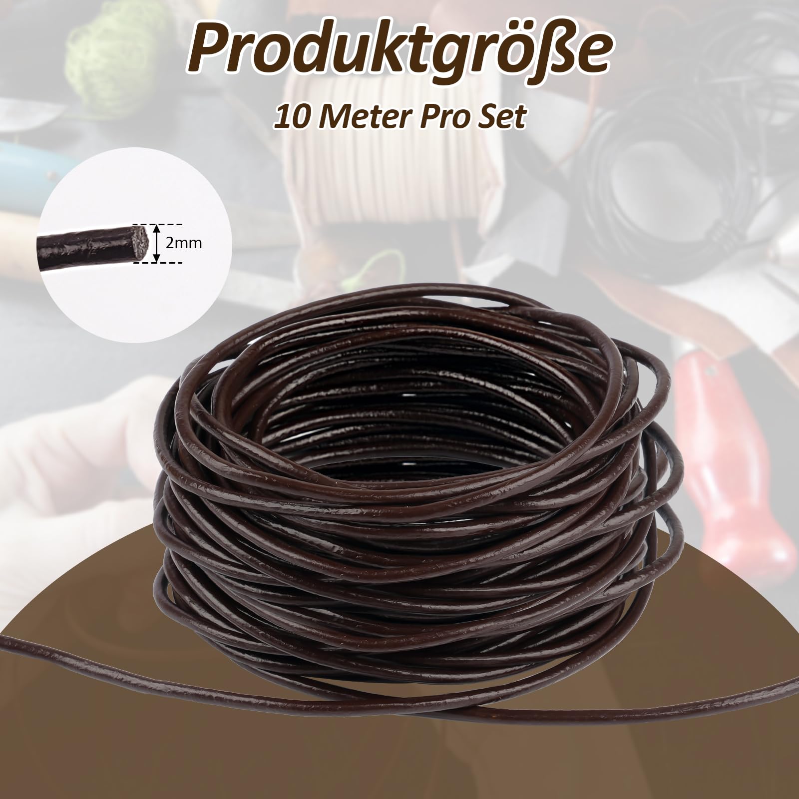 Echtleder Band 2mm X 10m - Naturfarbe Für Schmuck & Bastelprojekte