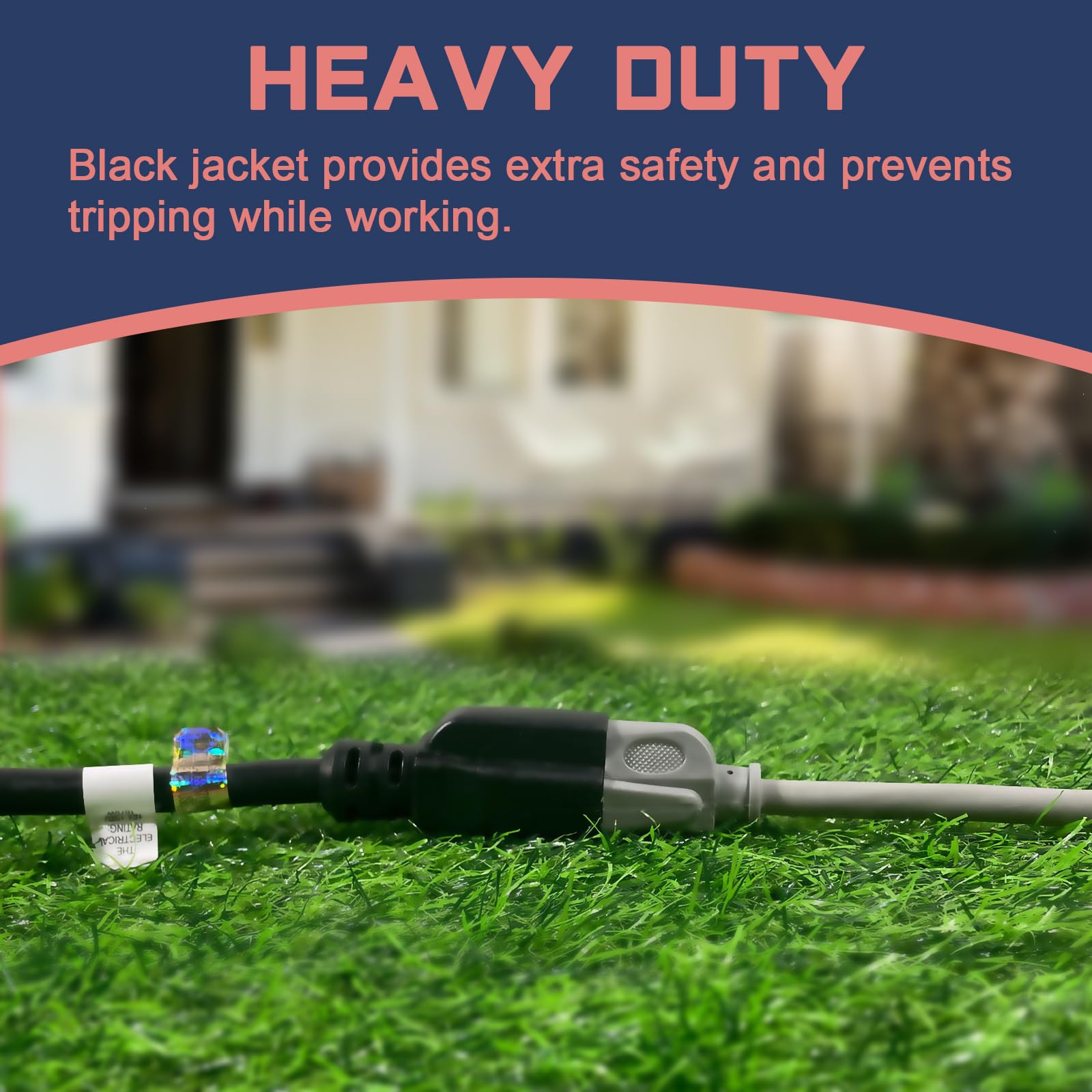 15 Ft Outdoor Extension Cord - 12/3 SJTW Heavy Duty Black Extension Cable with 3 Prong Grounded Plug - Power Cord for Lawn, Garden, Appliances