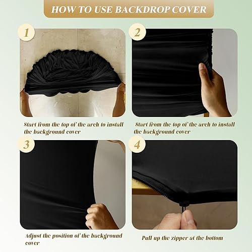 Miniatura 6 de Cubierta de fondo de arco de elastano, cubierta de arco de Chiara, cubierta de arco de boda de 2 lados para boda, ceremonia, fiesta de cumpleaños,