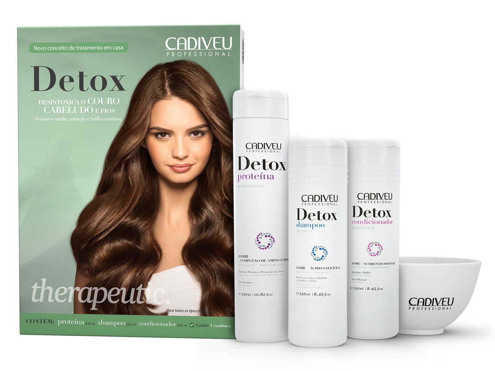 Cadiveu detox hair and scalp treatment Shampoo 250ml, Conditioner 250ml and Proteina 320ml. (Set of 3)