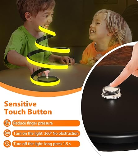 Miniatura 4 de Lámpara de noche regulable con control táctil, 7 colores cambiantes, 10 modos de luz, lámpara de mesa LED en espiral, moderna lámpara de mesita de