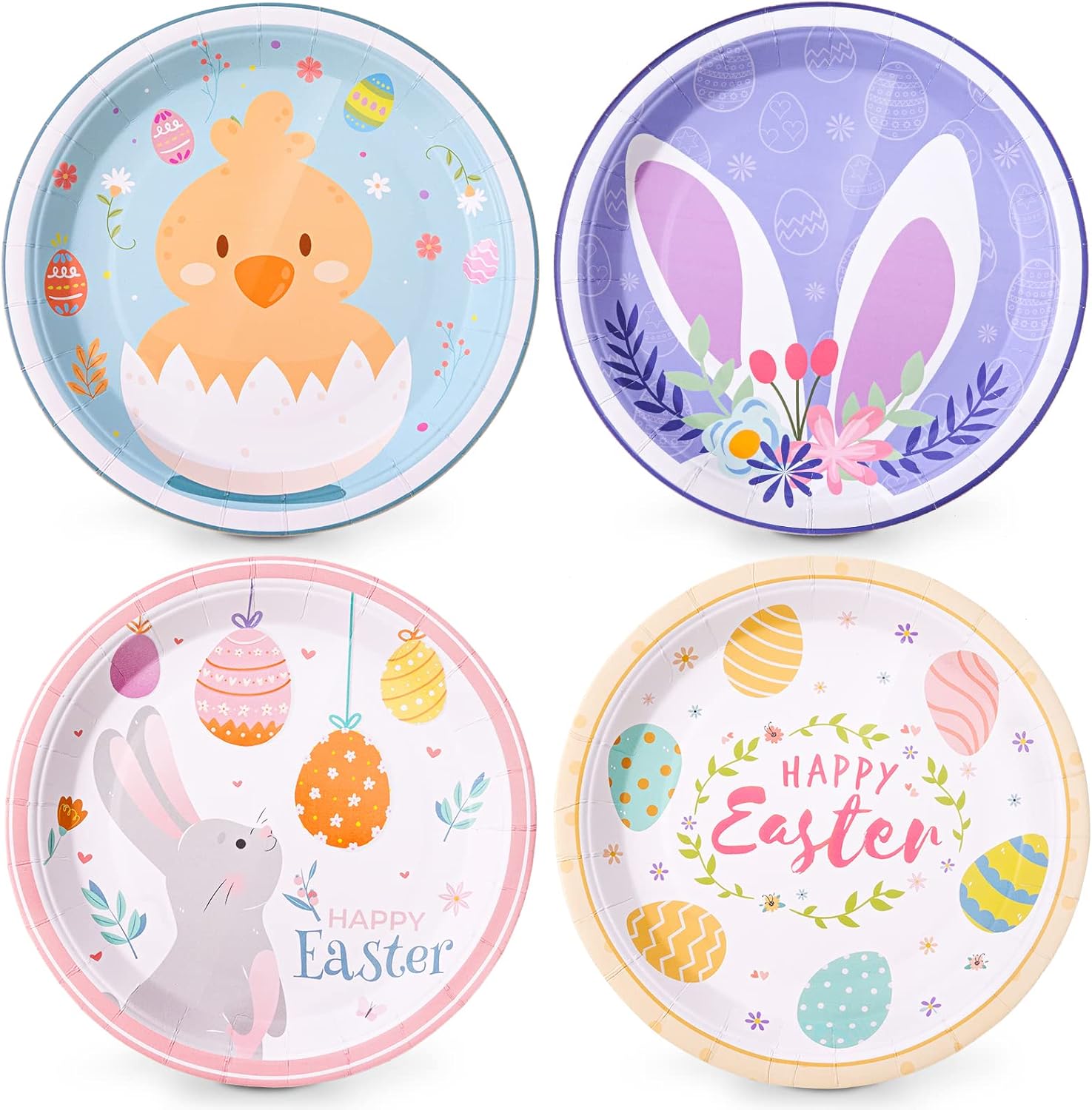 HOMIX Easter Paper Plates Bulk 48 pcs 9 in Dinner