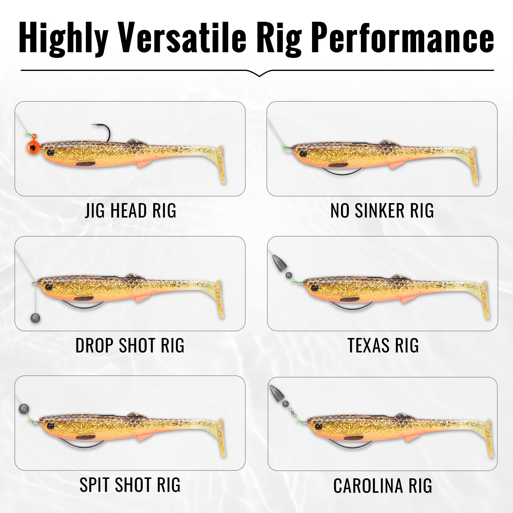 TRUSCEND Easy Catch Soft Lures, Unique Vibrating Swim Action and Trembly Sinking Move for More Bites, Amazing Soft Swimbaits for Family Fishing, Well-Made Fishing Lures for Bass Trout Crappie Walleye