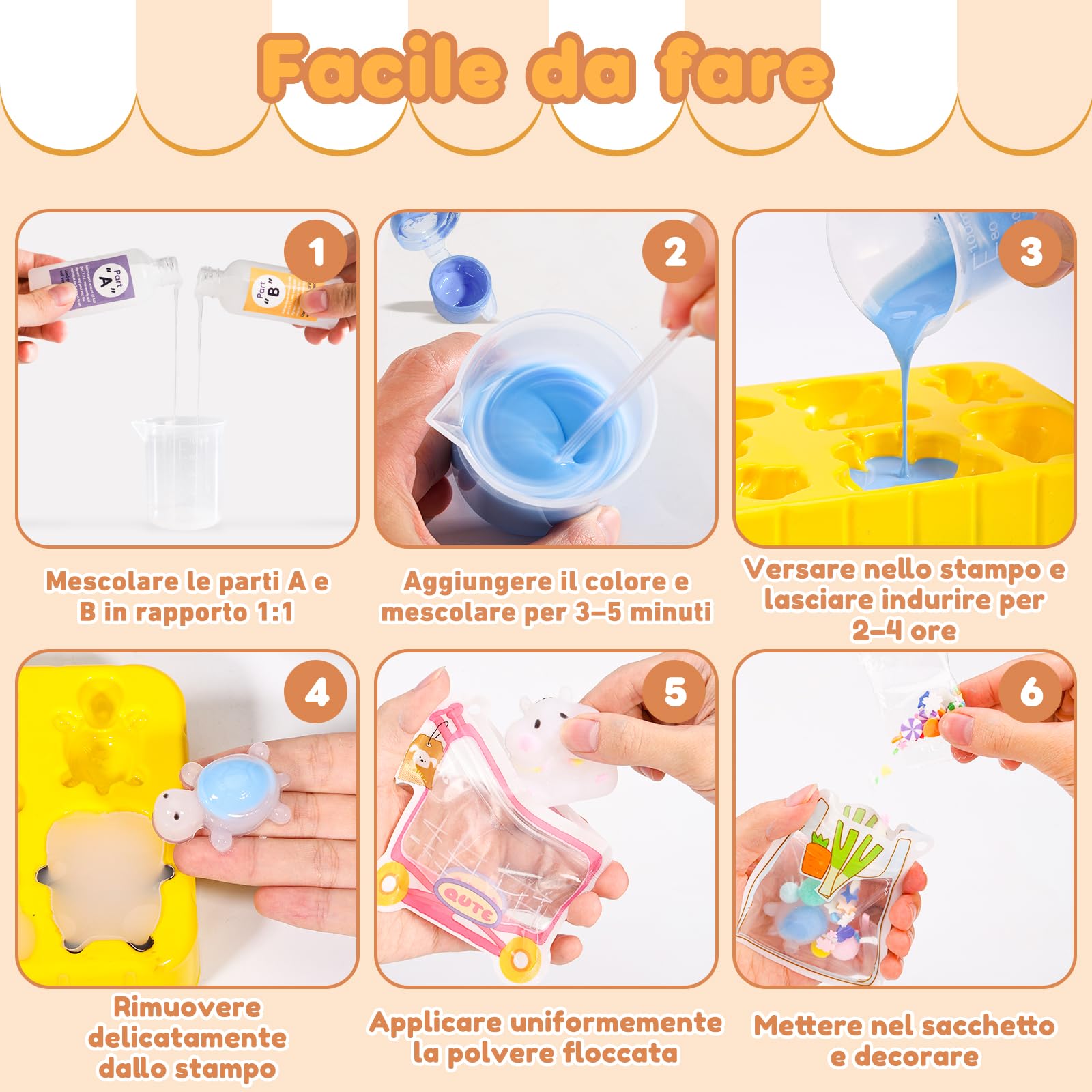 VBACALA 24 Pezzi Taba Squishy Kit Fai da Te,Taba Squishy Animali,150g AB Silicone 1:1 miscela Creare Gattini,Criceti,Cani,Tartarughe,Anatre,Panda Squishy,Regalo Antistress Fai da Te per Bambini Adulti