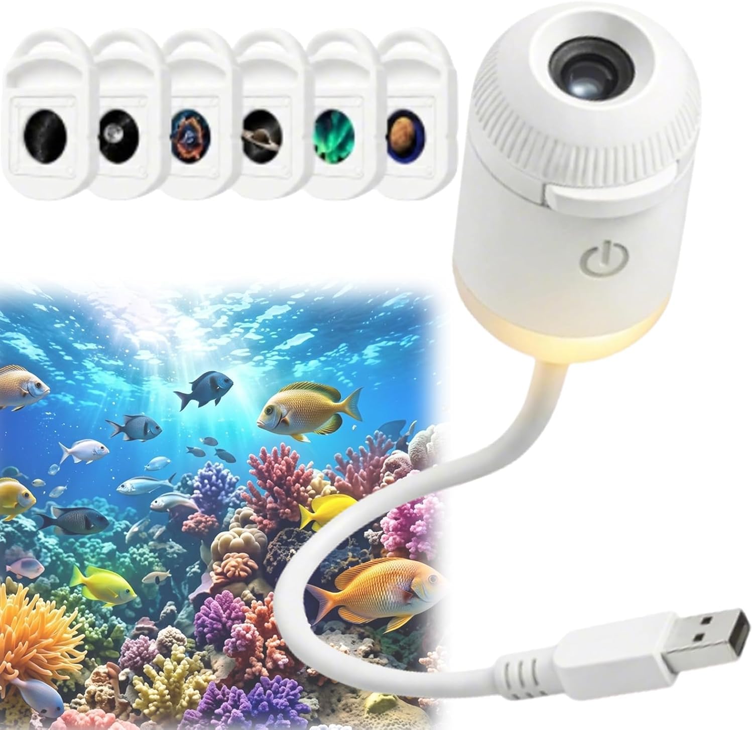HD Smart Dynamic 5D Holographic Night Light Projector, Plug and Play HD Star Projector, Adjustable 360° USB Galaxy & Moon Projectors Night Light for Bedroom Ceiling Car Roof (6film)