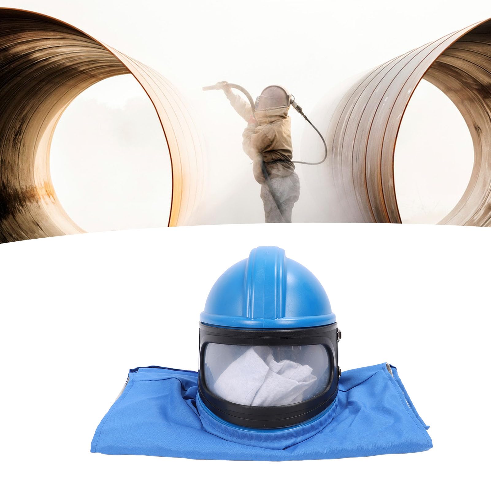 Casco para chorro de arenas Casco para chorro de arenas con alimentación de aire segura y protección para los hombros Protector de capucha para chorro de arenas