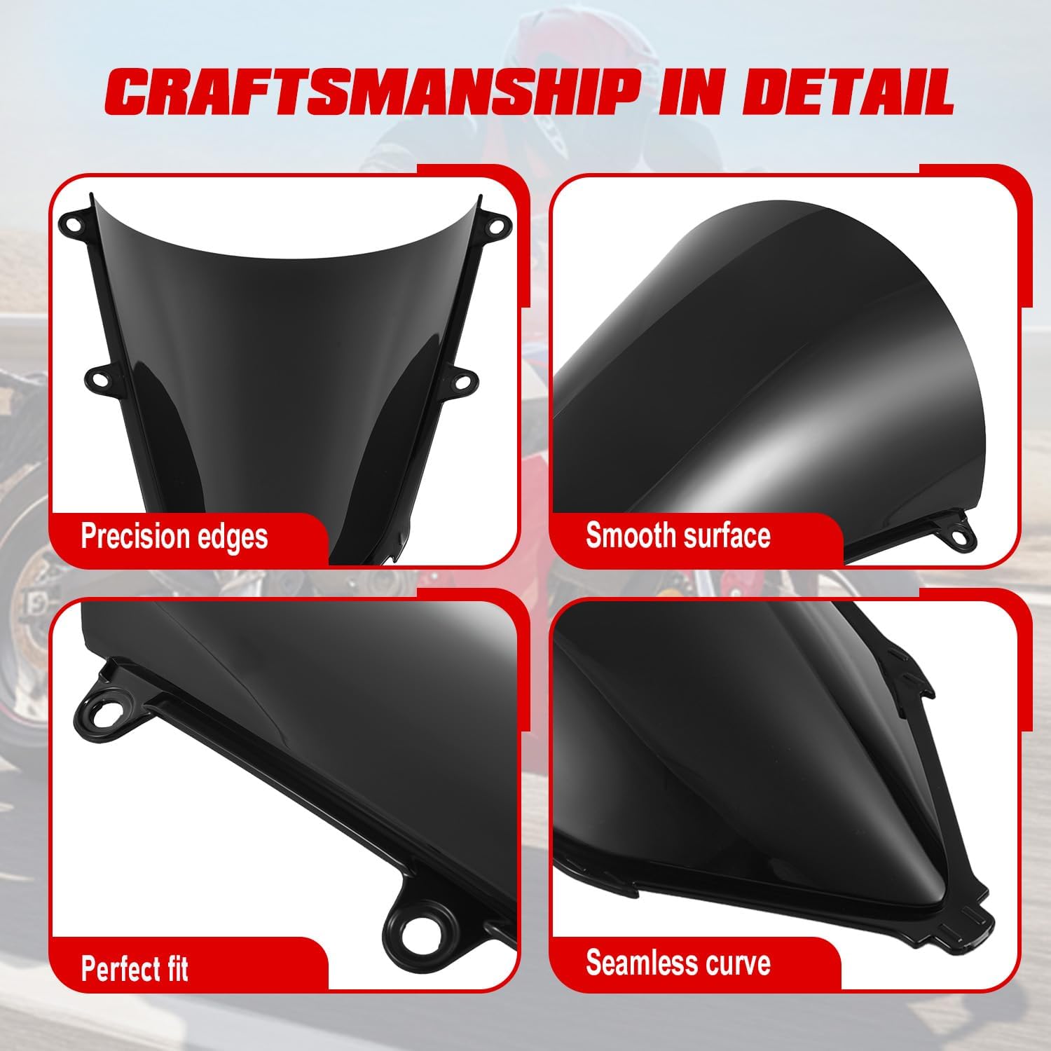 Motorcycle Windshield Deflector Double Bubble Windscreen Fit for CBR650R CBR 650R 2019 2020 2021 2022 2023 2024 2025 Wind Shield Screen Visor Flyscreen, Black
