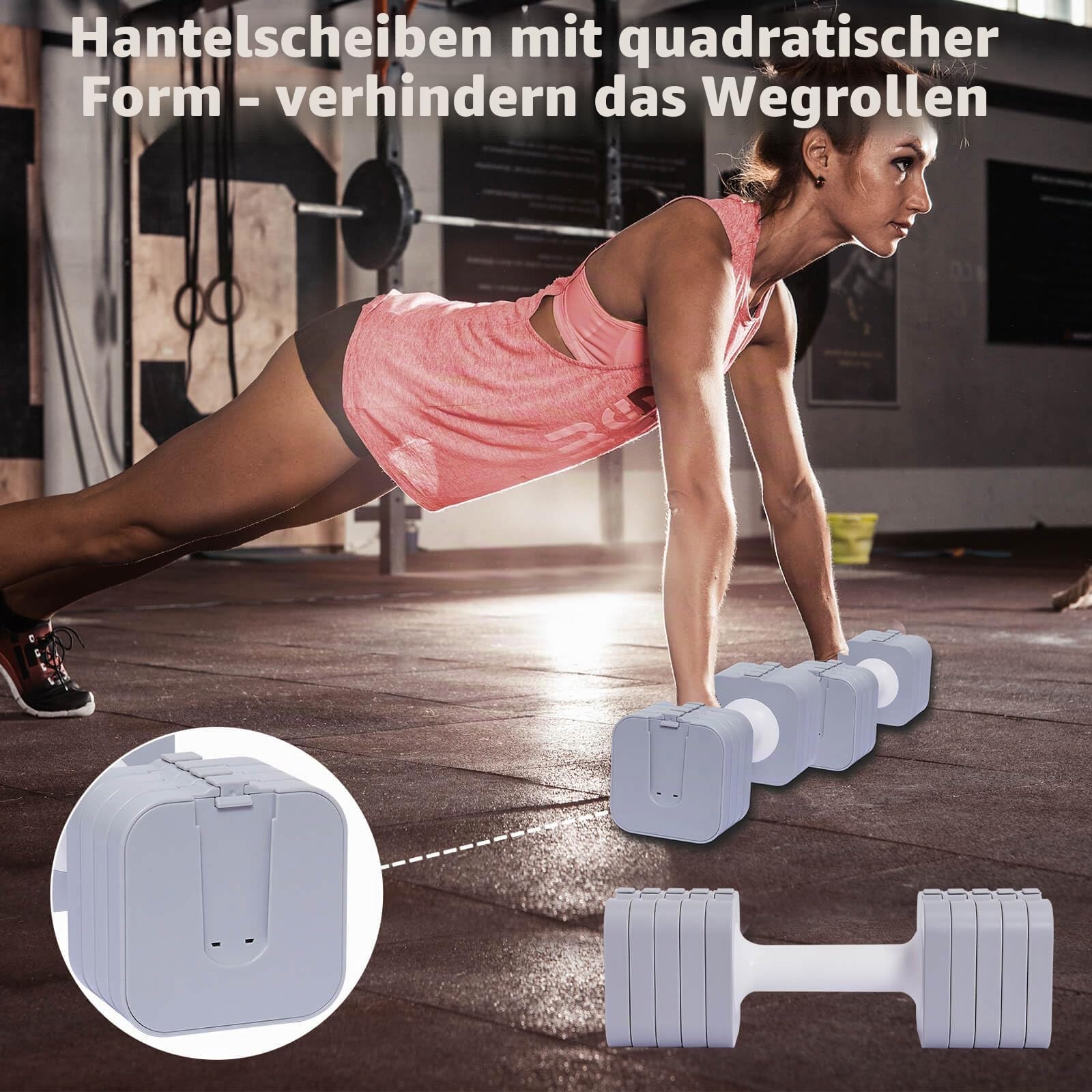 Verstellbare Hanteln, 10 kg (2 x 5 kg), wasserdicht und platzsparend, einfach zu verstellen, Gewichte und Hanteln, verstellbare Gewichte, ideal für das Training zu Hause