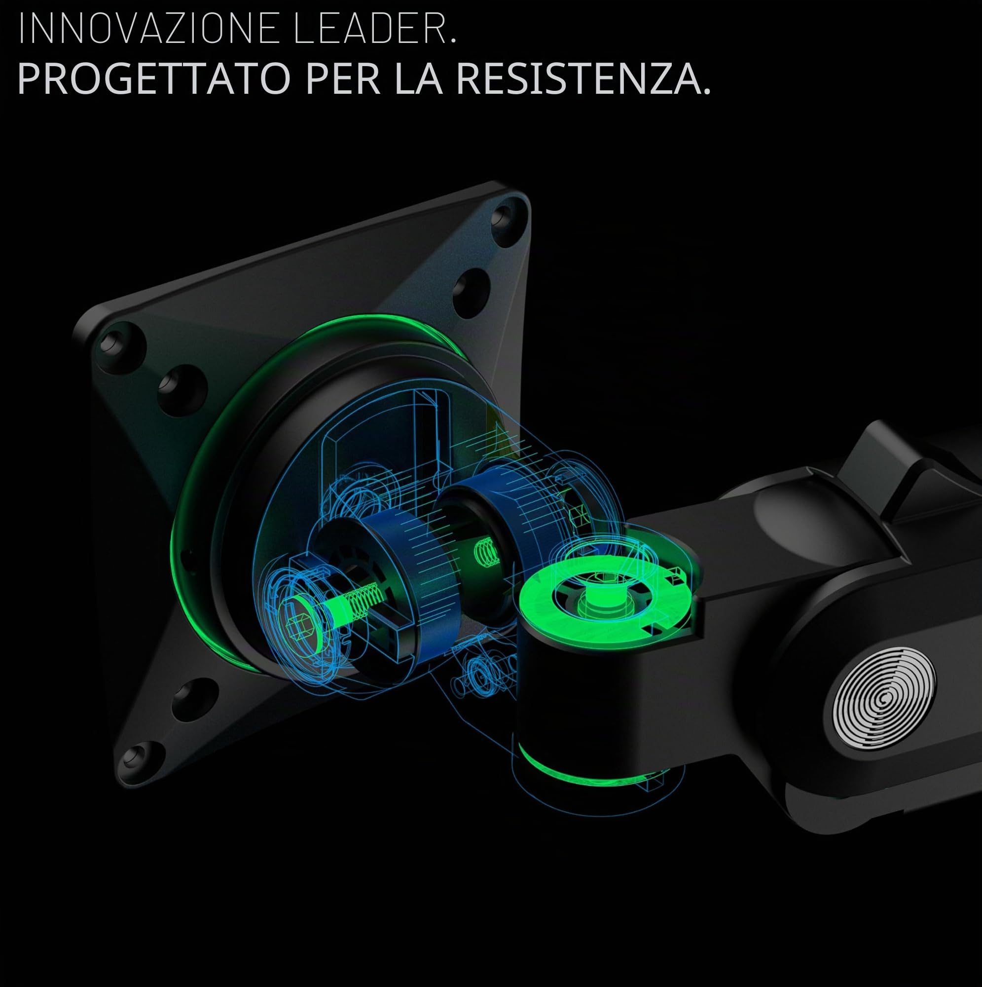 Invision VORTEX Supporto Braccio Monitor Gaming Schermi 27 a 57 pollici | Curvo e UltraWide | Alimentato Tramite USB 5 V | Luci LED RGB Integrate a 14 Modalità | 3-18 kg MAX (VR200)