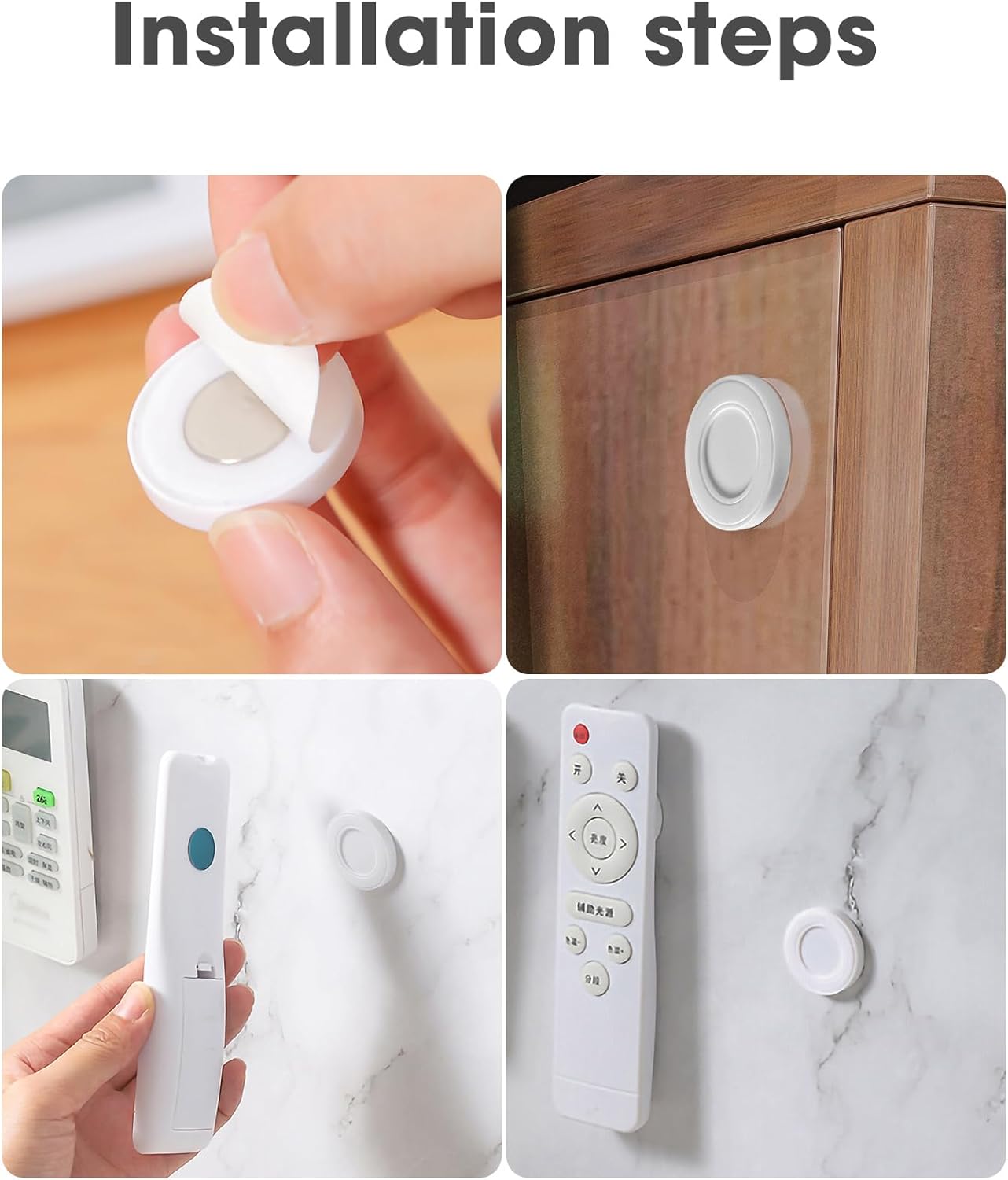 2Pairs Wall Mounted Remote Controller Magnet Hook Router Key Storage Holder for Home Kitchen Organizer (2Pairs-White)