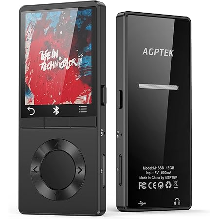 Amazon Com Agptek 16gb Mp3 Player Bluetooth With Loud Speaker Metal Lossless Music Player Supports Fm Radio Recording Expandable Up To 128gb Black M16s Electronics
