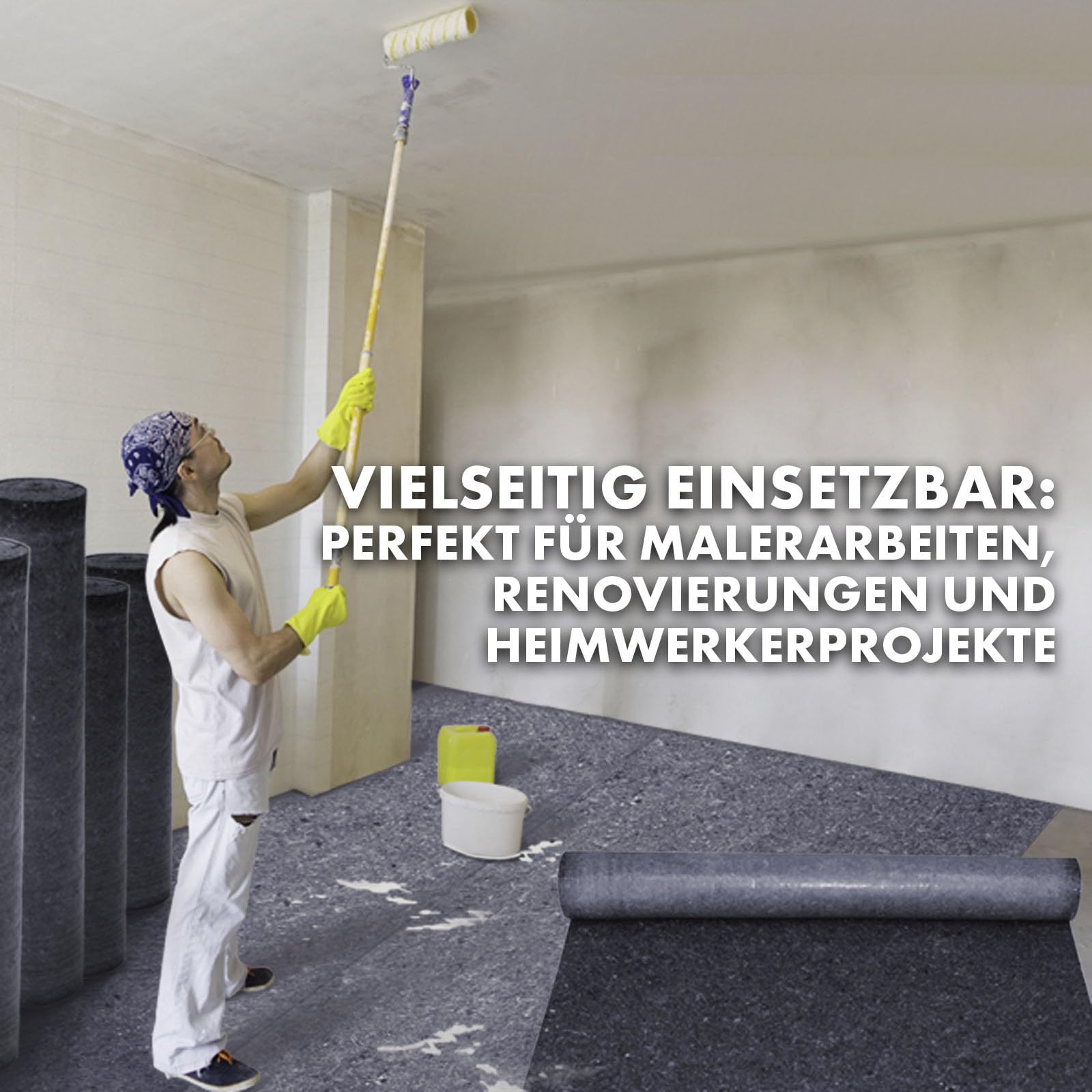 KARAT Włóknina malarska w rolce 5 m x 1 m, 20 rolek włókniny malarskiej 5 m² z powłoką antypoślizgową, dywan malarski, nadaje się do ponownego użytku, dla malarzy i rzemieślników, mata kryjąca do