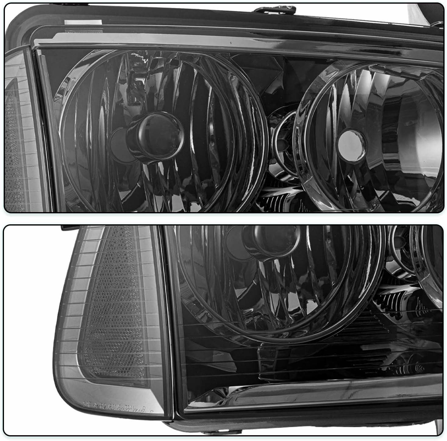 TUSDAR Halogen 4Pcs Headlight Assembly Set Replacement for 2006-2010 Dodge Charger Headlight & Side Marker Corner Lamp OE Replacement Headlamp Driver and Passenger Side Smoke