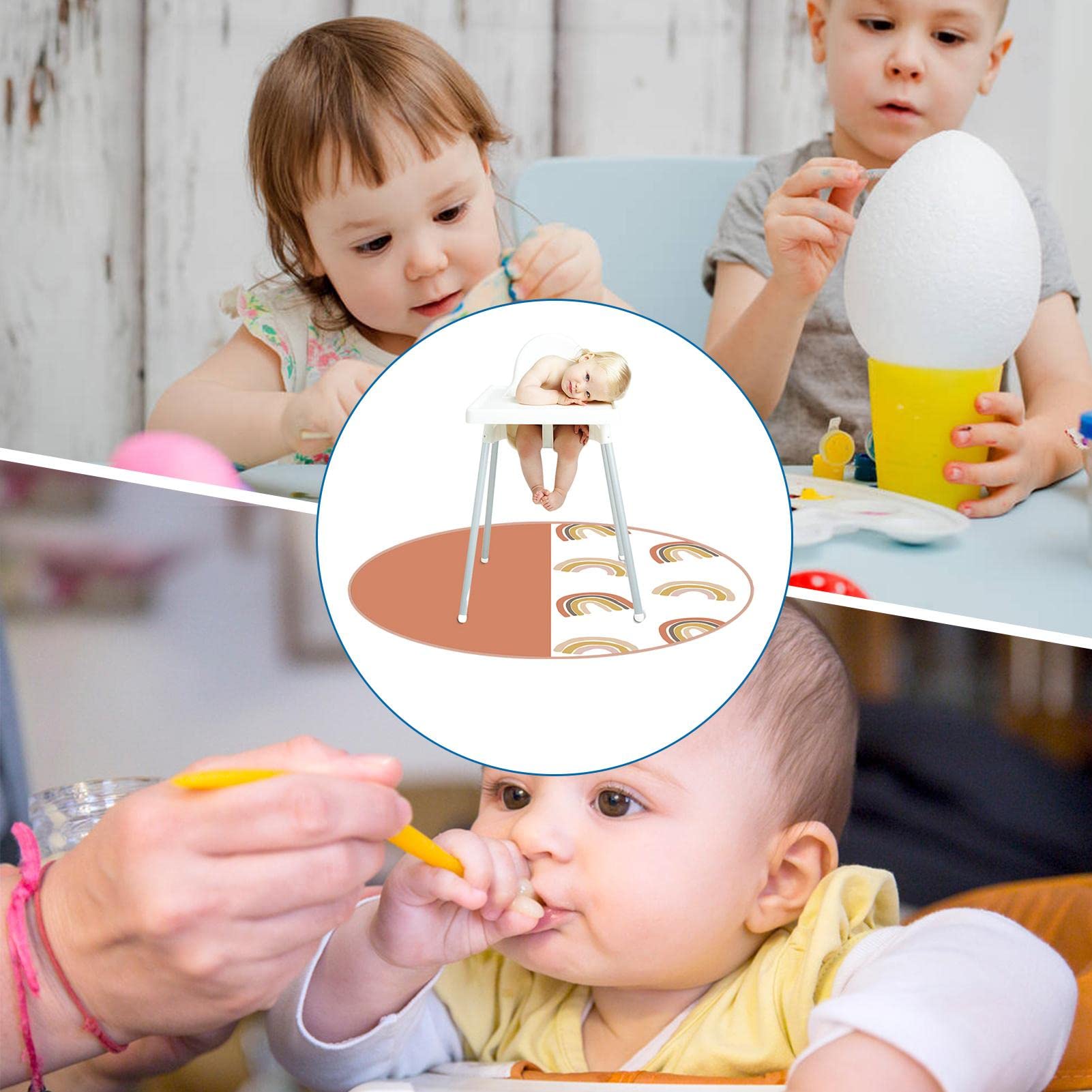 Splat Mat para la Trona – Juego Suelo Lavable, Mantel Picnic, portát , Spill Mat, Impermeable, Antideslizante, para bebés y niños, 51 Pulgadas