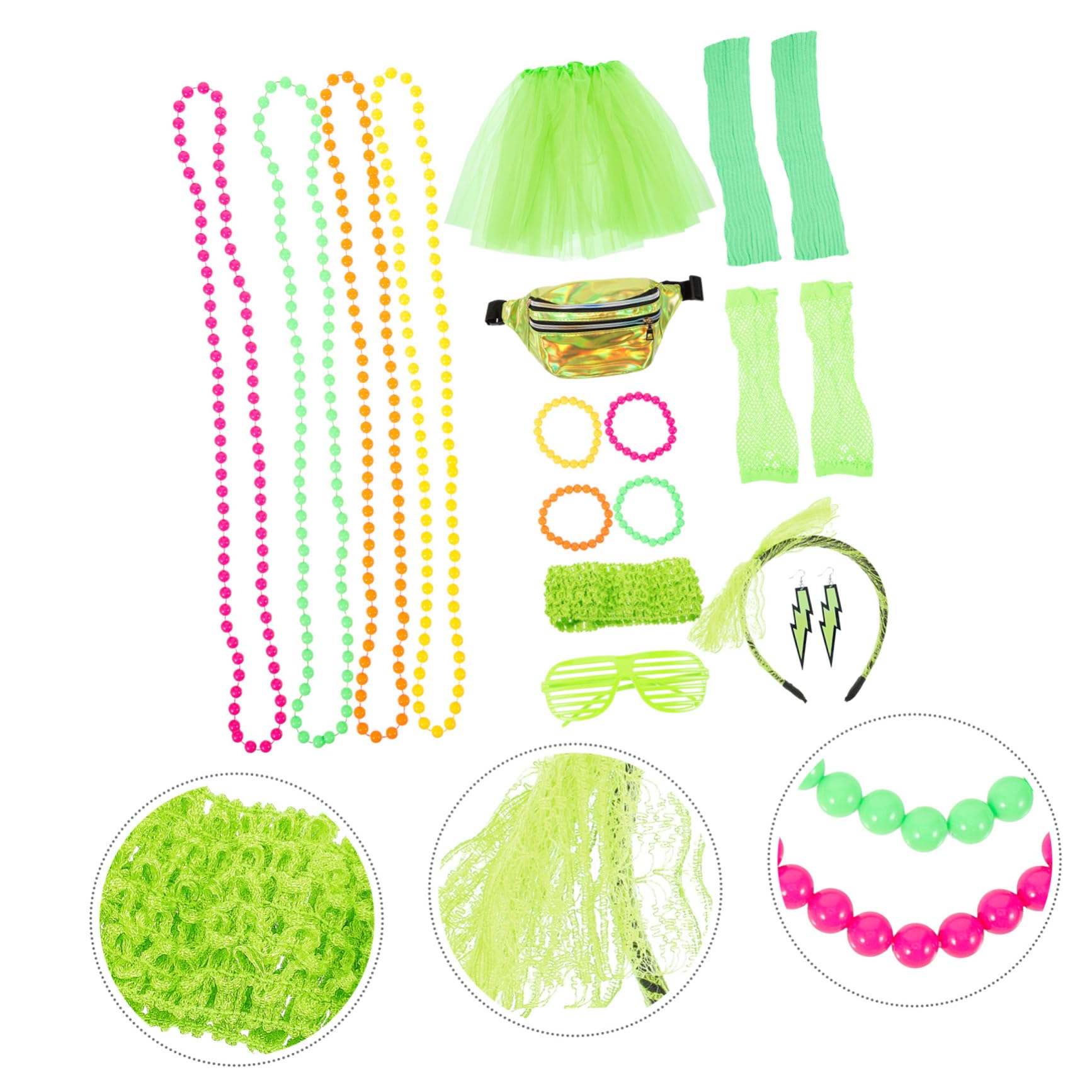 LIFKOME Neonfarbene House Party Kleidung Für Damen Outfit Für Damen Kostüme Für Tanzkostüm Disco Party Halsketten Requisite Kostüm Zubehör Halskette Aus Kunststoff
