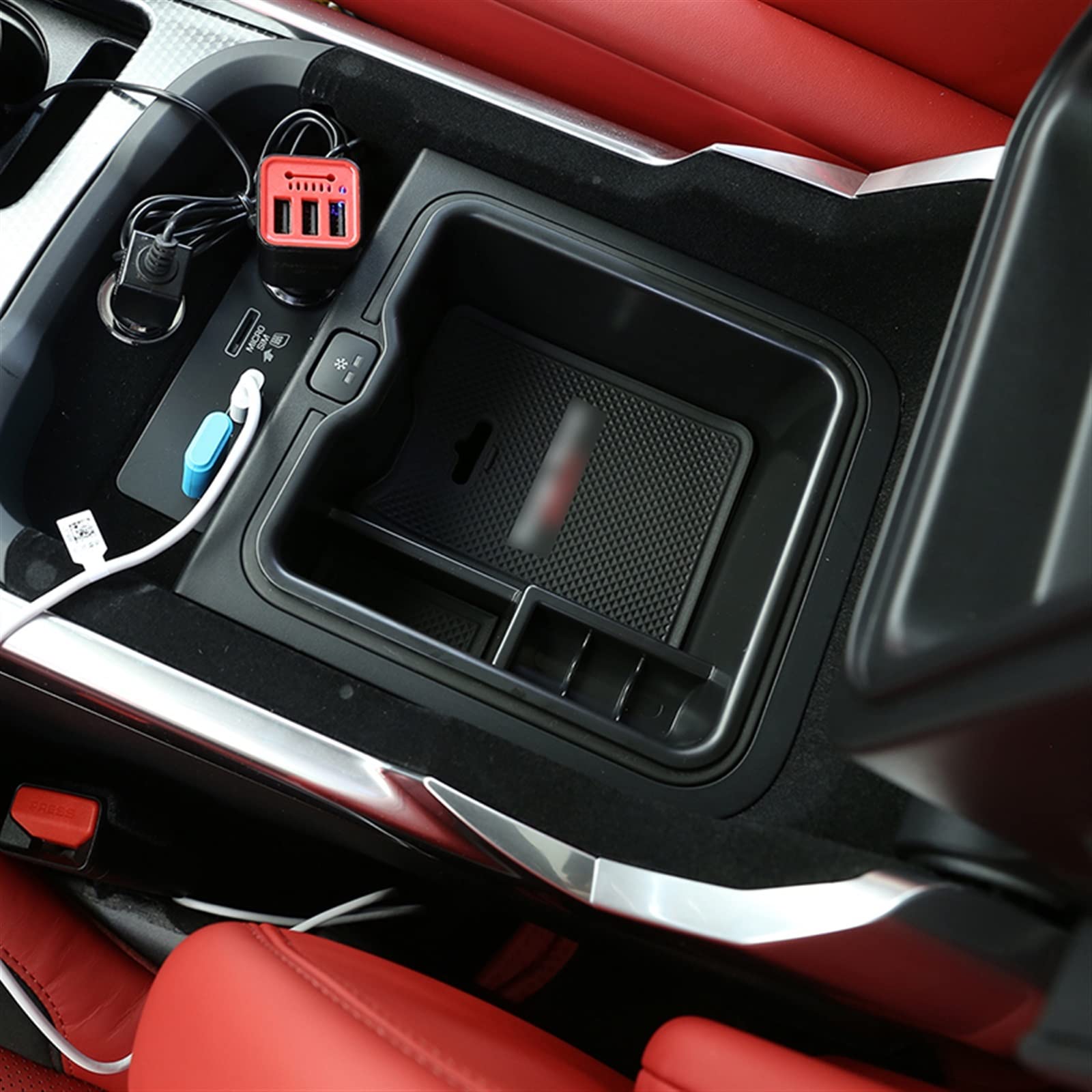 Organizer Centrale Auto ABS Nero Organizer Per Console Centrale Auto - Per Land Rover Range Rover Sport L494 2013-2017, Contenitore Portaoggetti Per Bracciolo Portaoggetti Auto Land Rover