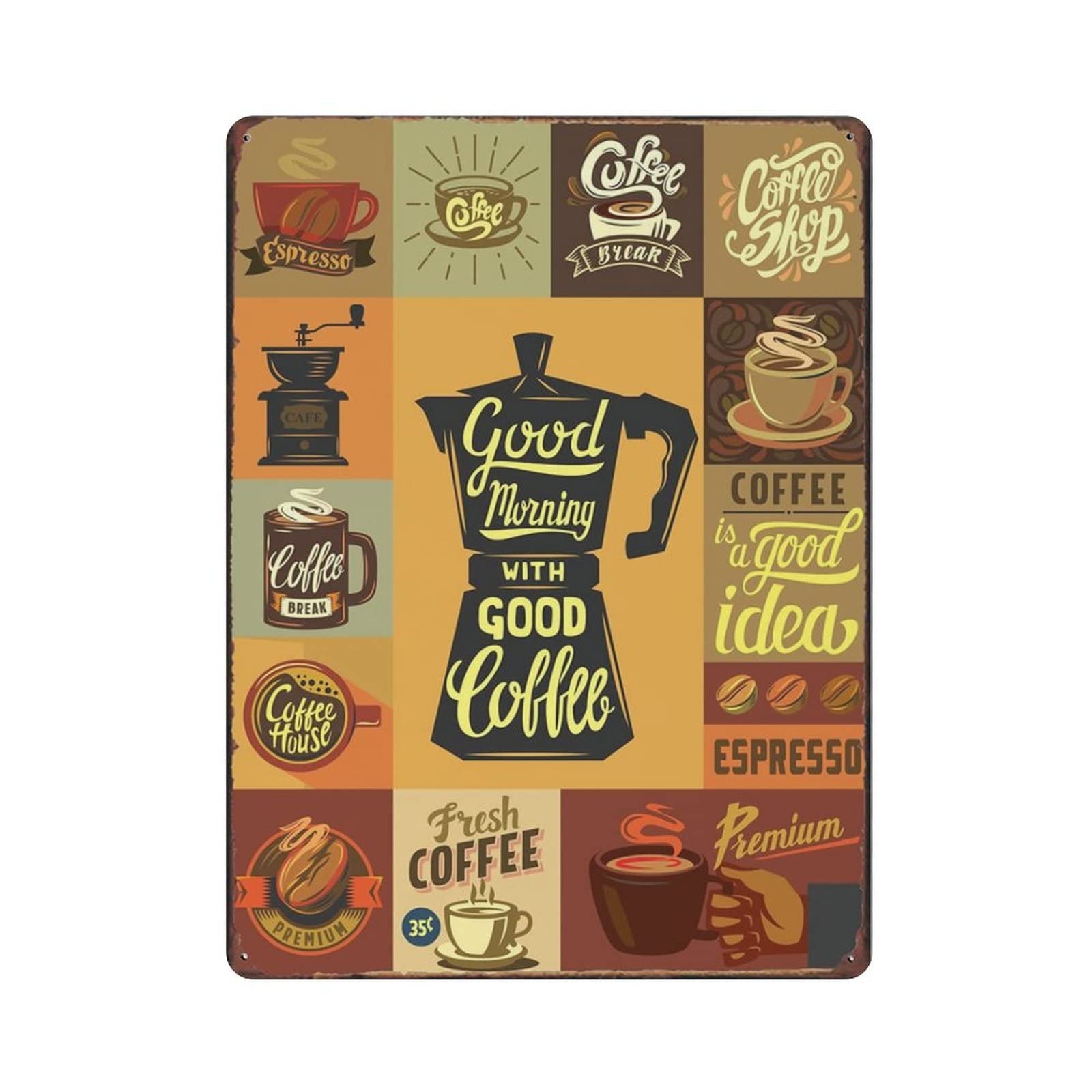 AOOEDM Cafe Vintage Metal Tin Sign for Home Coffee Shop Office Wall Art Metal Poster Garage Decor Man Cave Sign Inspirational Quote Wall Decor