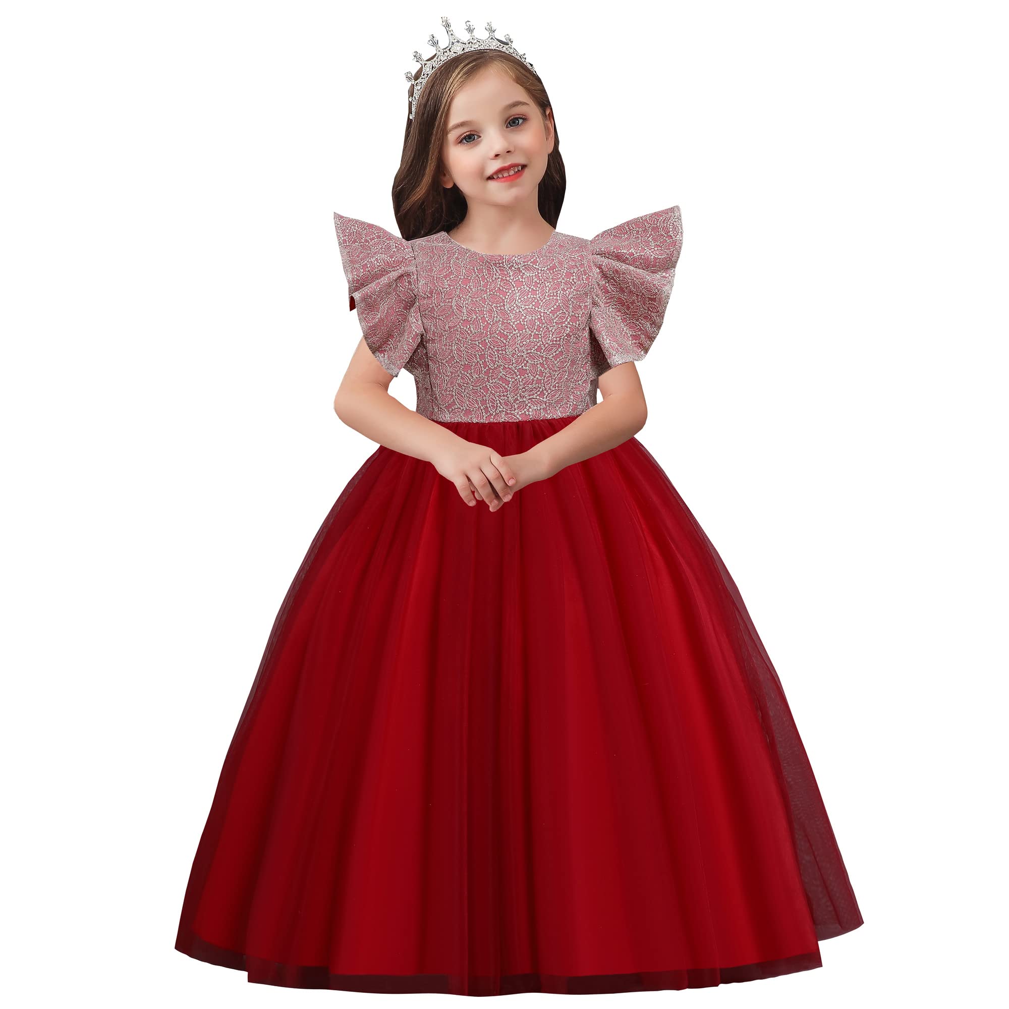 Vestido de Navidad para niñas de 11-12 años en color granate 7