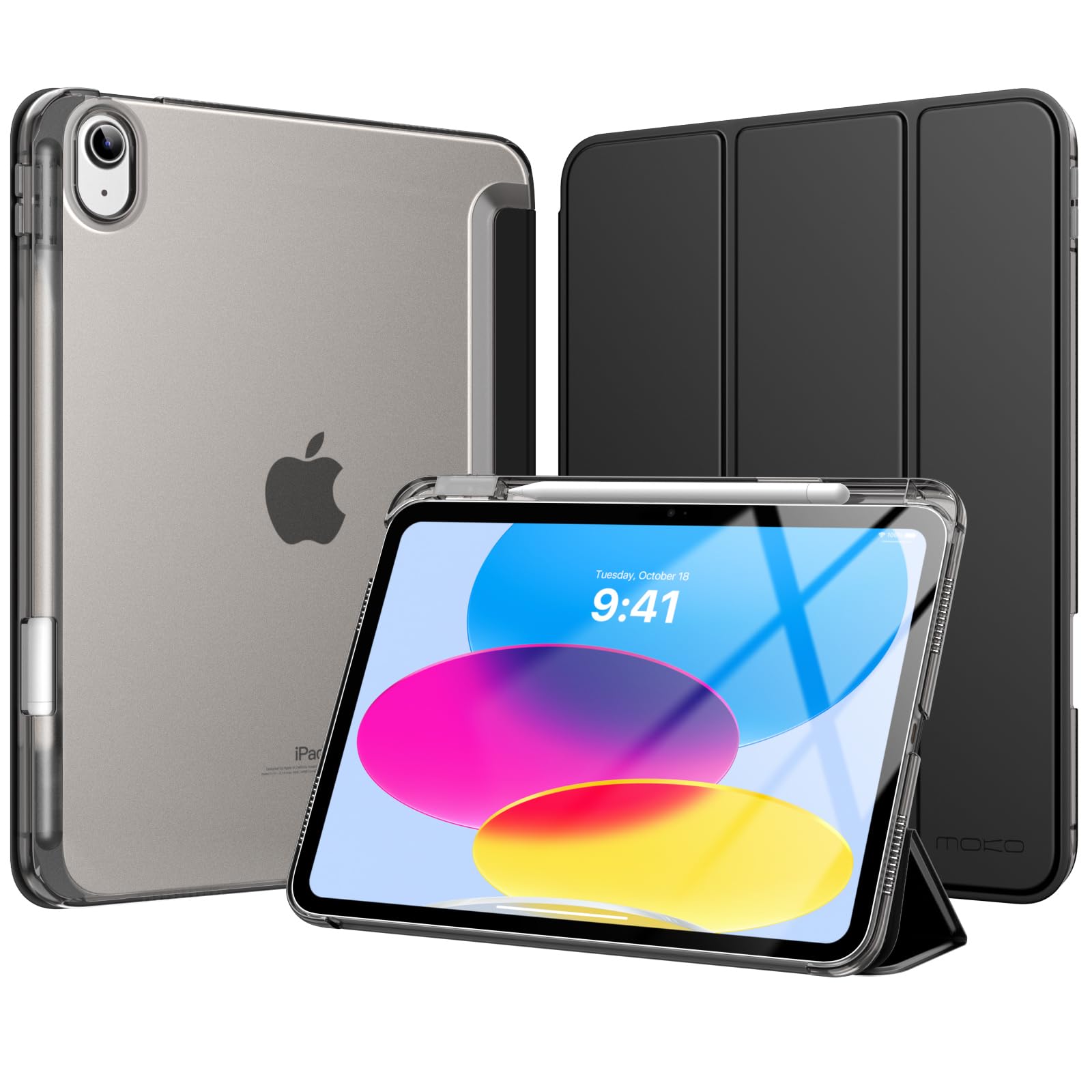 MoKo for iPad (A16) 11th Generation Case 11 Inch 2025, iPad 10th Generation Case 10.9 Inch 2022 with Pencil Holder, Slim Light Trifold Protective