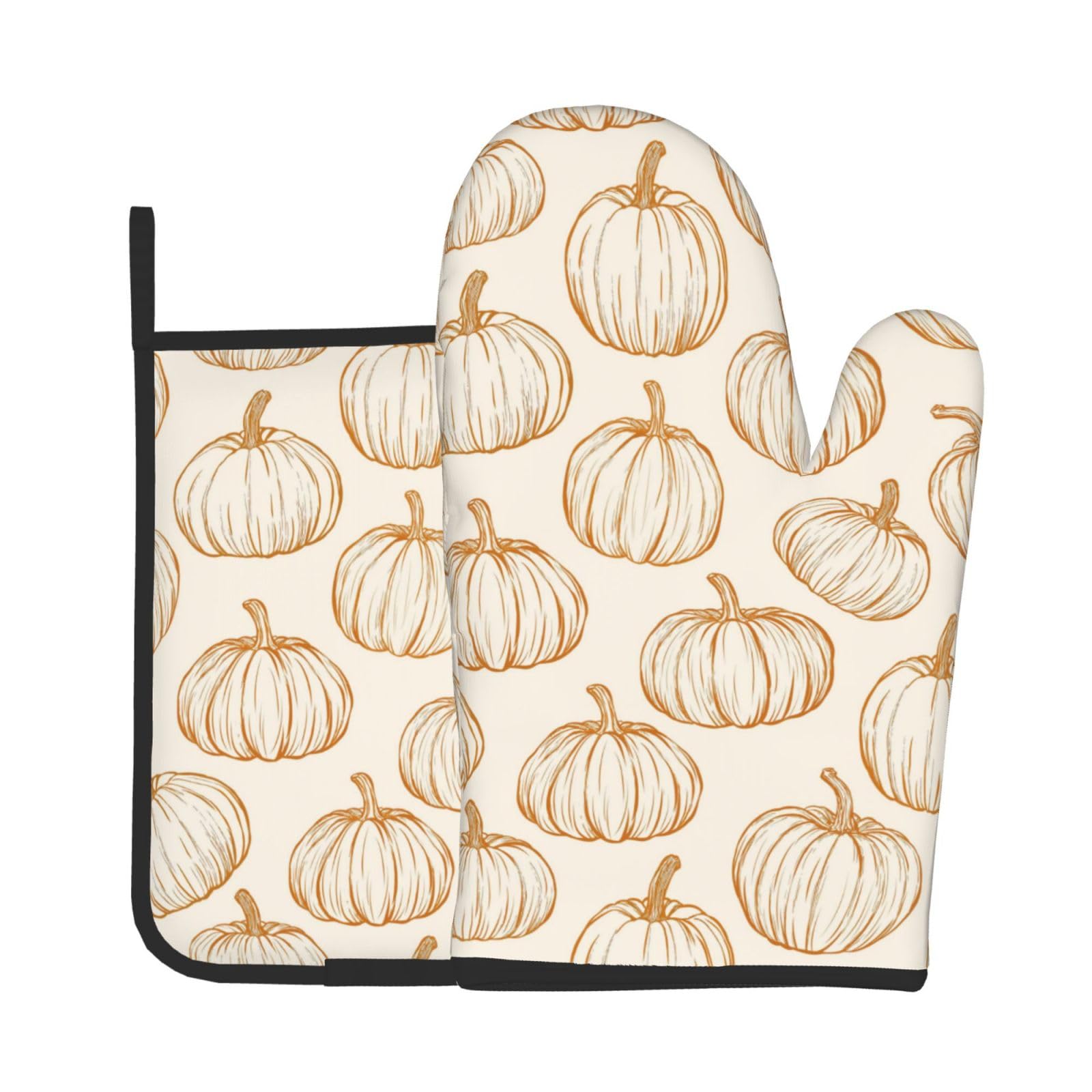 Fall Pumpkin Oven Mitts and Pot Holders Sets 2 Pack