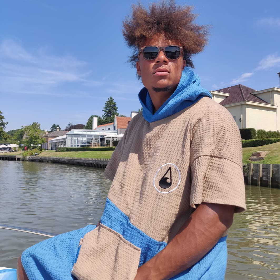 WAVE HAWAII Travel-Poncho de baño para hombre y mujer, L-XL, 171-197 cm | 100% algodón, poncho de surf para adultos, toalla de rizo con alta absorción de agua, ayuda para cambiar la playa, adultos