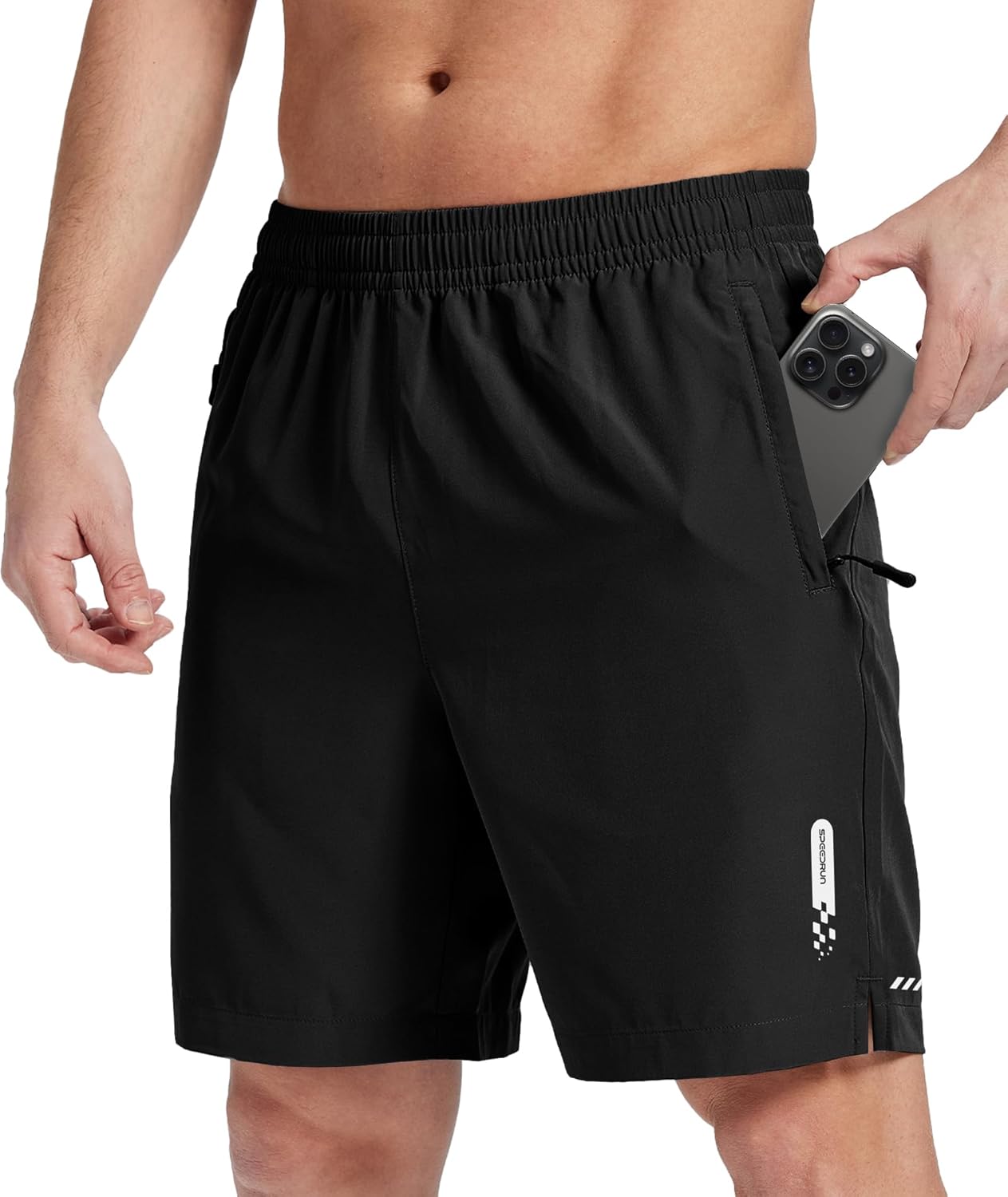 ZITY Mens Athletic Running Shorts with Zipper Pocket 7'' Gym Workout Lightweght Sport Basketball Tennis Hiking Shorts for Men