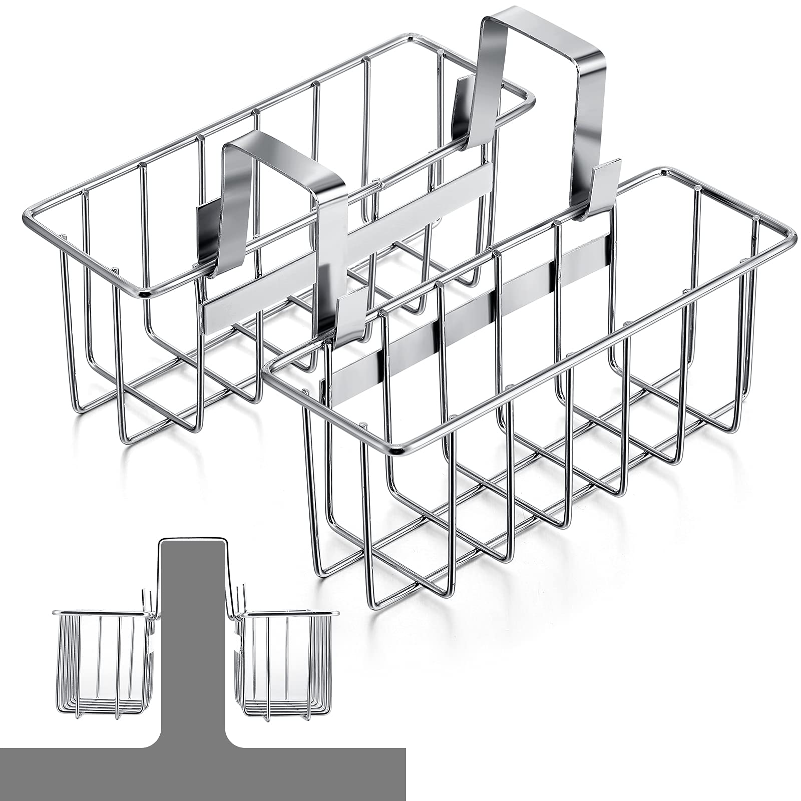 2 Pieces Sponge Holder Kitchen Sink Caddy Metal Sink Organizer Basket for Scrubber Soap Towel Brush Dishwashing Liquid