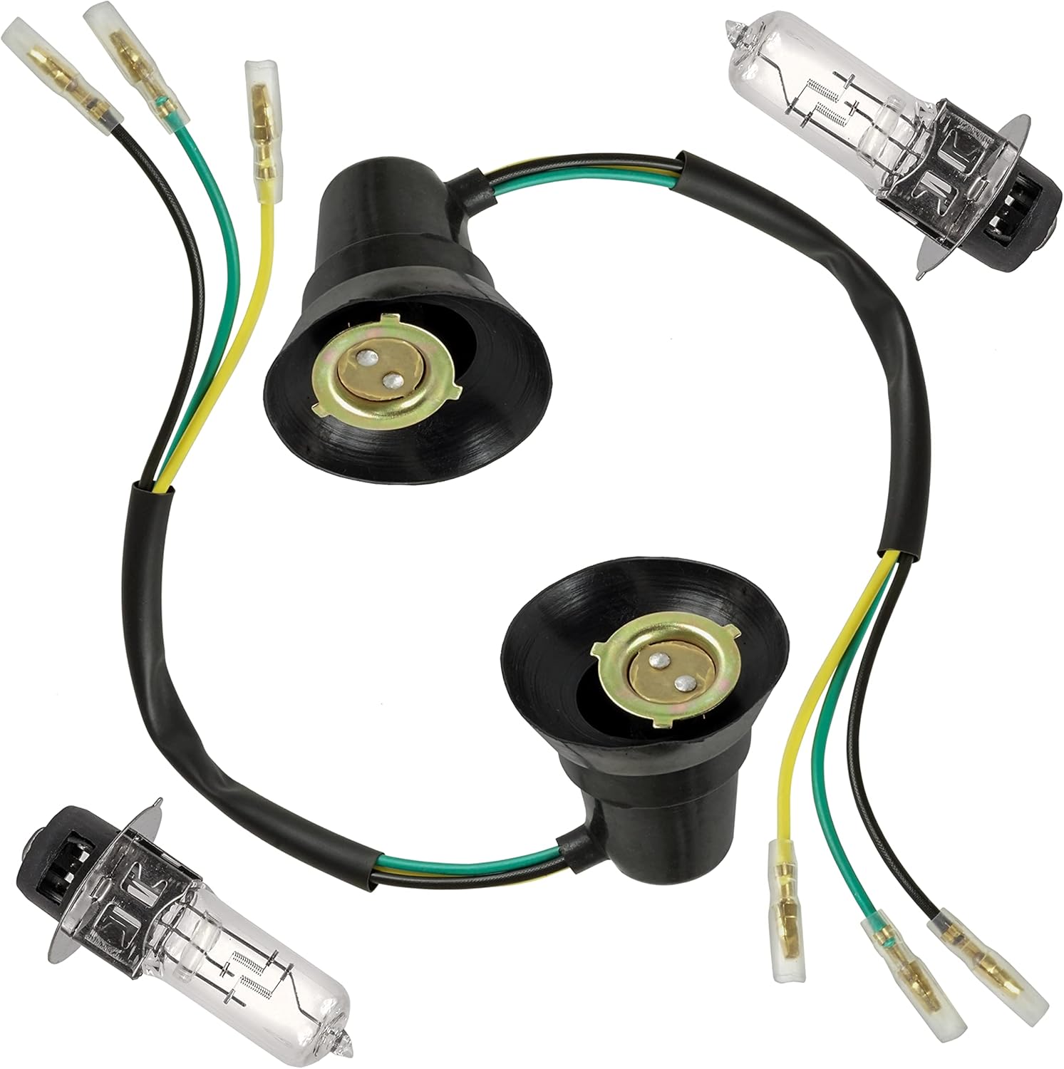 Caltric 2x Left and Right Headlight Socket Cord and Bulb Compatible with Yamaha Warrior 350 YFM350X 1994 1995