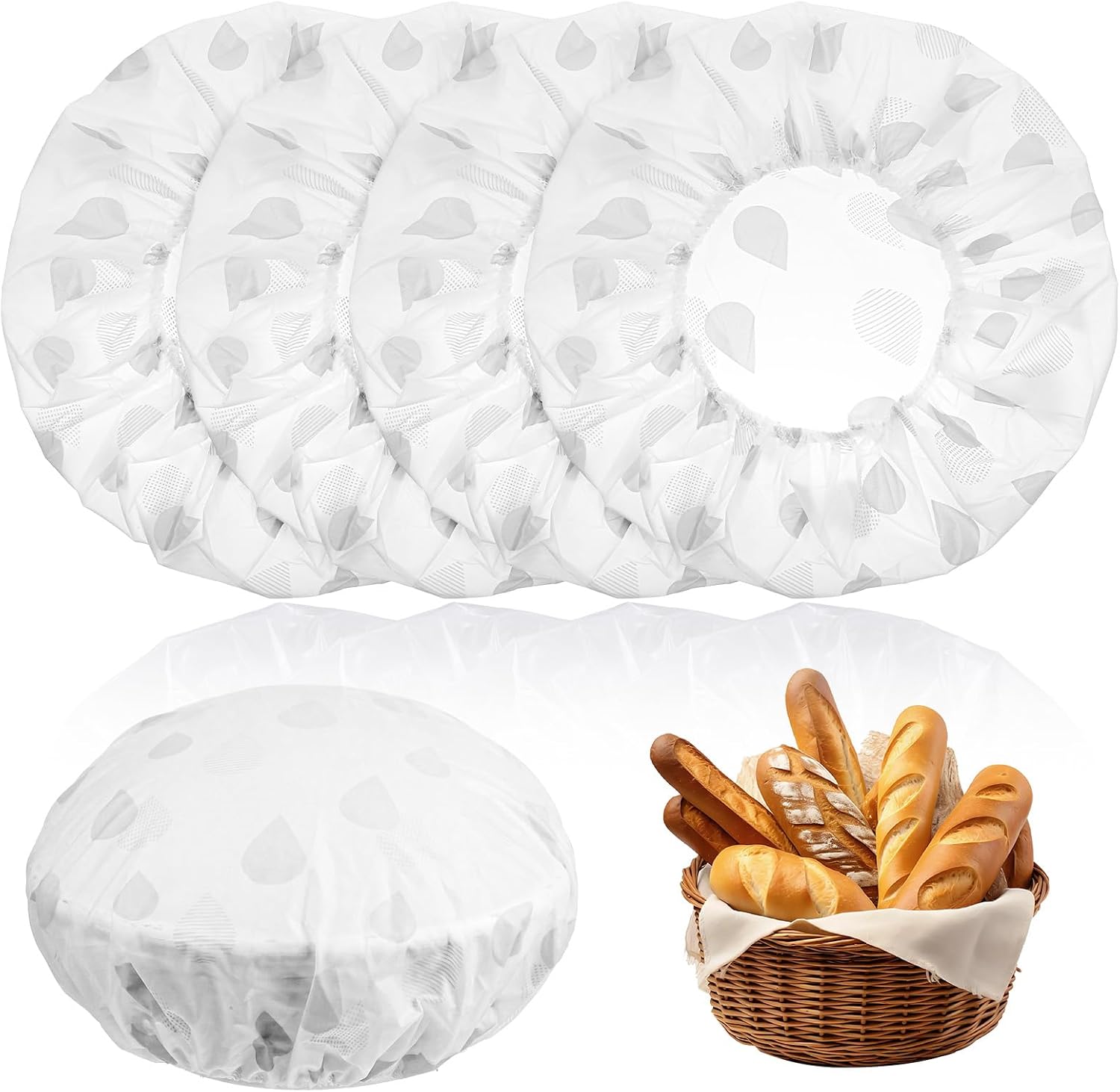4 Pcs Bowl Covers for Bread Proofing, Reusable Bowl Covers, 12" Elastic EVA Sourdough Bread Cover Adjustable Elastic BowlsCover, Waterproof Breads Cover for Rising Round/Oval Banneton Baskets