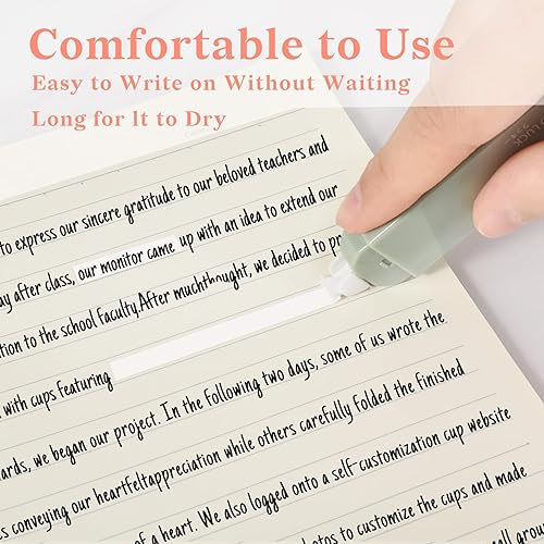 Miniatura 8 de Temiary Juego de 6 cintas correctoras blancas, de secado rápido, suave, para escribir, juego de cintas de corrección estéticas fáciles de usar para