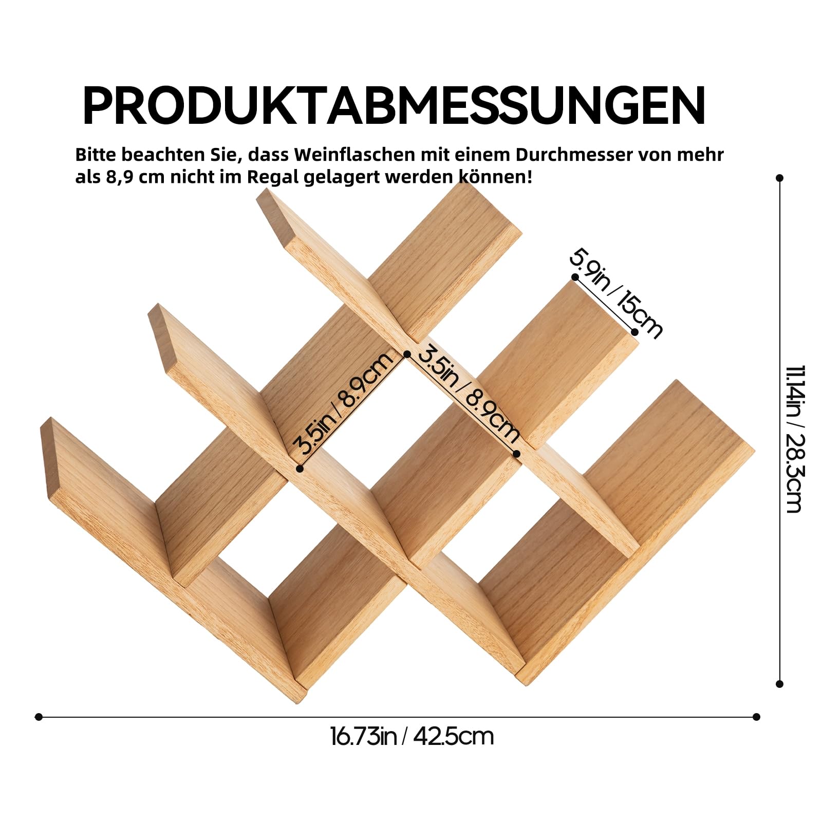 KIRIGEN hölzernes 8-Flaschen-Weinregal, 3-stufiges Holz-Wein-Displayregal, Stand- und Theken-Weinaufbewahrungsregal, Flaschenhalter & Glasregal für Schrank. natürliche Farbe