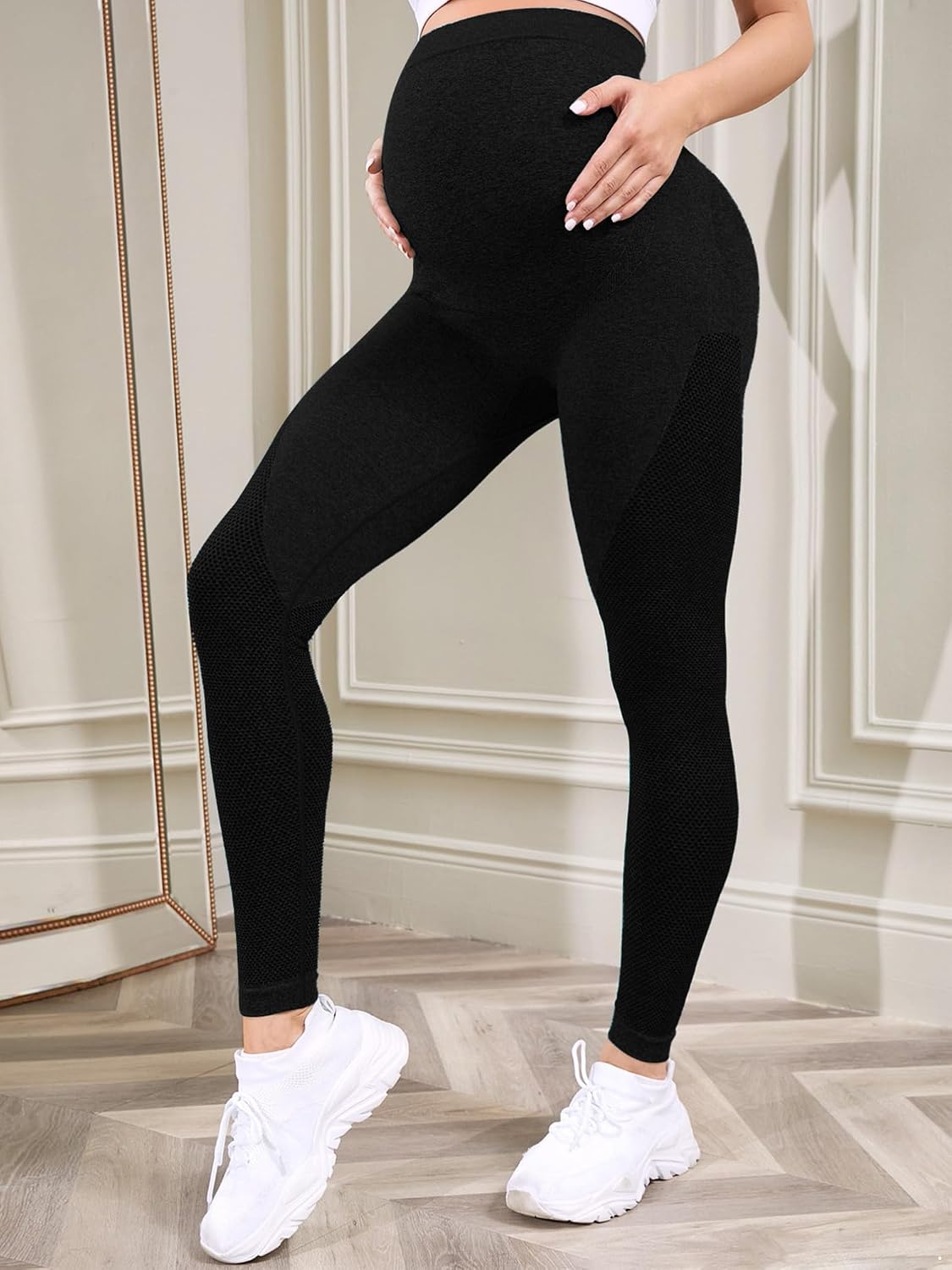 iiniim Women's Maternity Leggings Over Bump Belly Support Yoga Pants Workout Pregnancy Gym Leggings