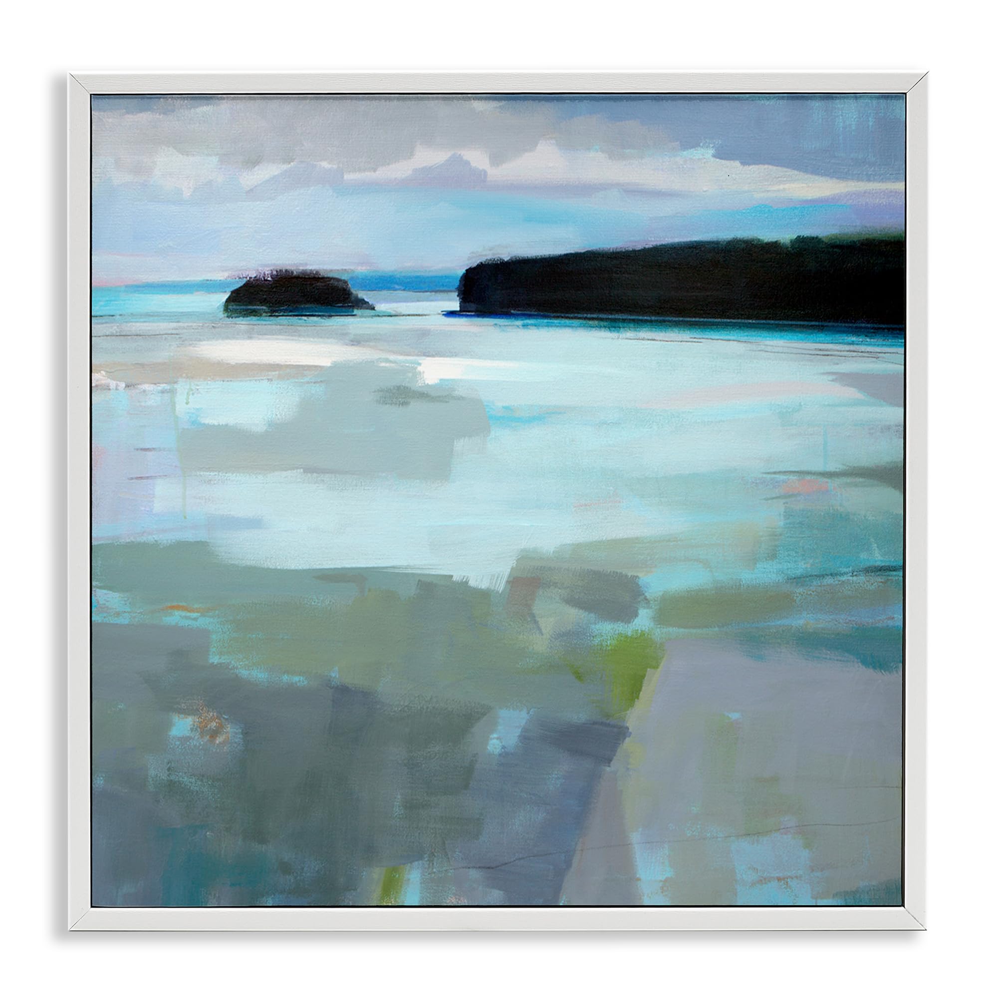 Stupell Industries Maine Coastal Horizon Reflection 'Freeport Maine Abstraction'| Framed Giclee Art