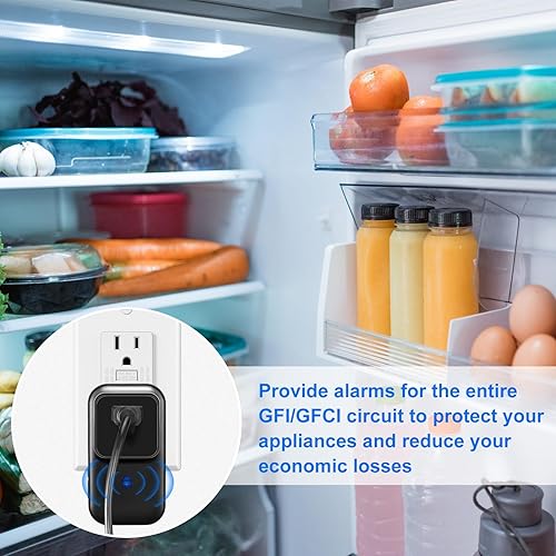 Miniatura 7 de Alarma de falla de energía con indicador LED, alarma de congelador ajustable de 80-110 dB con 7 sirenas, alarma de pérdida de energía con prueba de