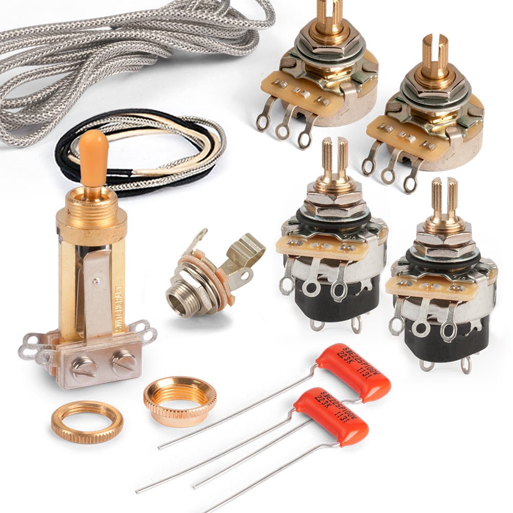 Golden Age Premium Wiring Kit for Gibson Les Paul with Push-pull Pots, Standard-shaft CTS Pots and Gold Switchcraft Switch