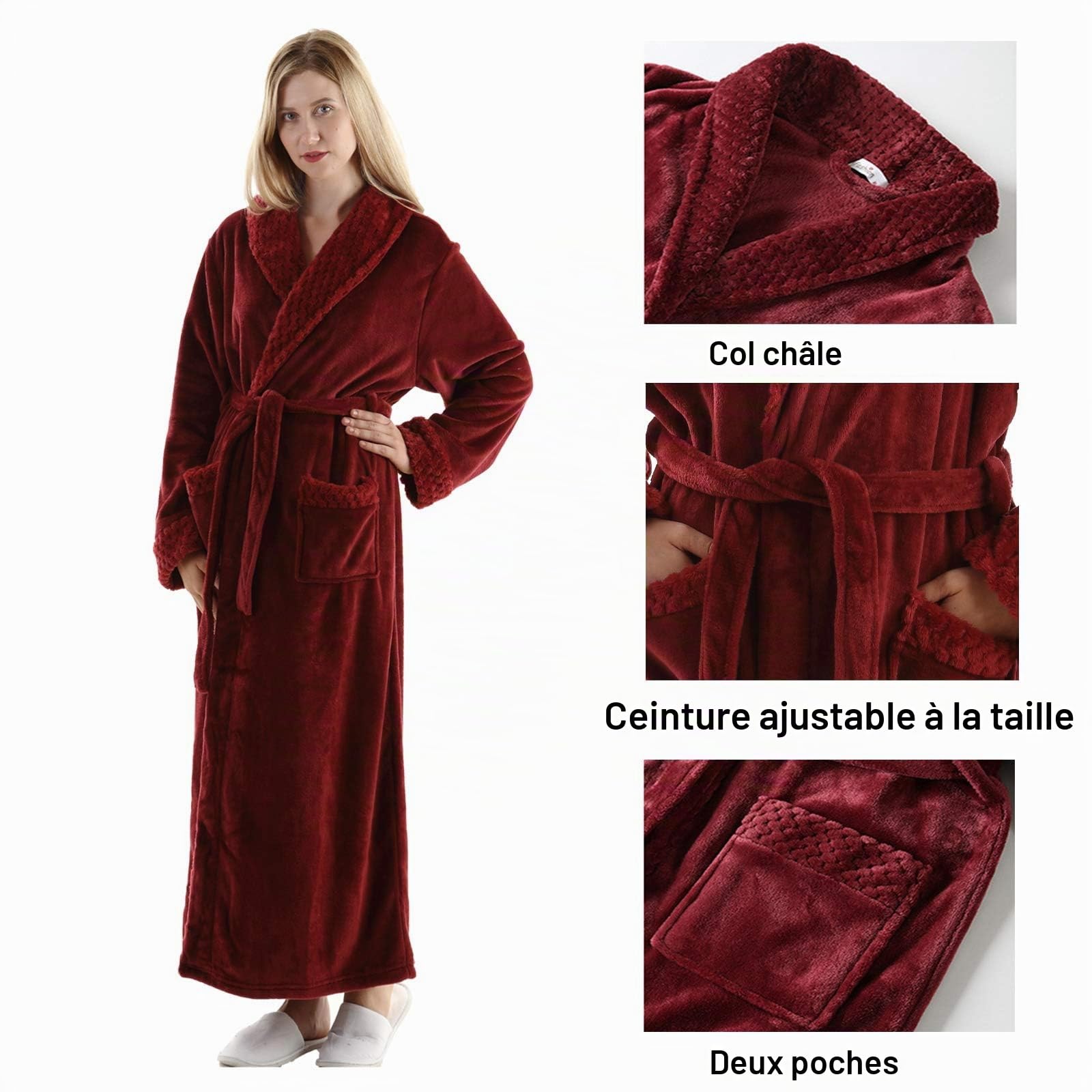 Oksun Robe de chambre longue pour femme - Grande taille - Polaire chaude pour l'hiver