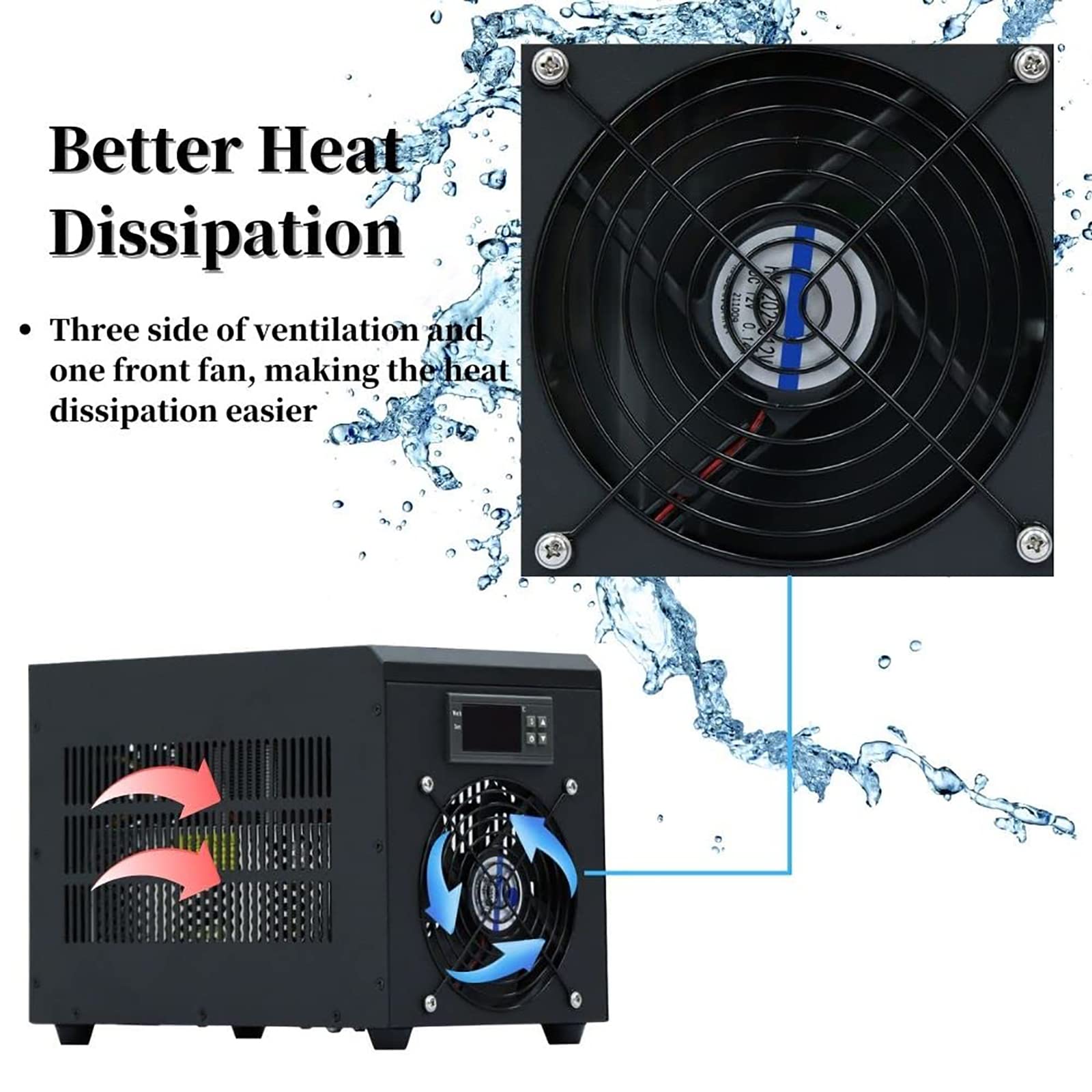 Refroidisseur et chauffe-eau pour aquarium avec pompe, plage de température de 50 à 104 °F, convient aux aquariums domestiques, crevettes, coraux, méduses, 16 gallons d'eau, débit de 200 à 300 L/H
