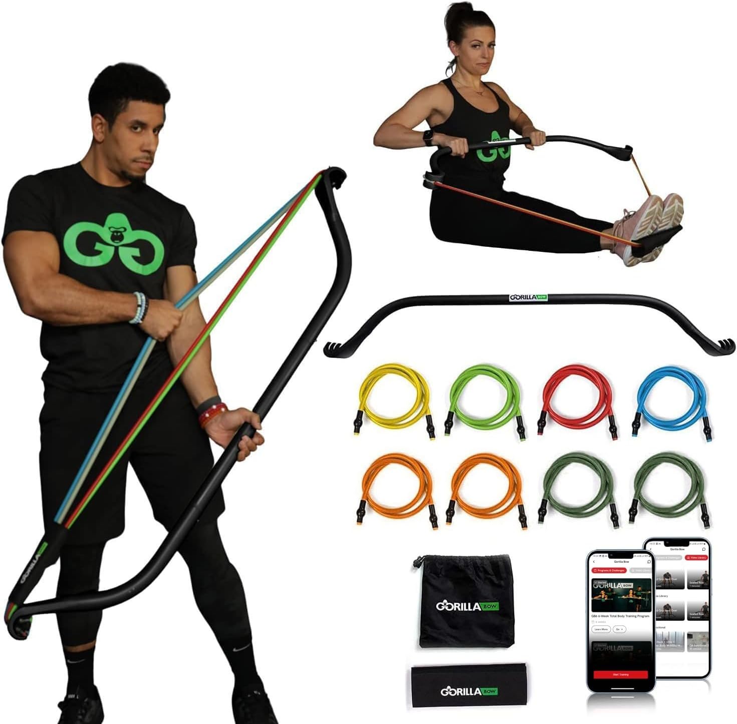 Original All-in-One Portable Home Gym System, Professional-Grade Resistance Band Bar for Strength Training, HIIT & Full Body Workouts, Resistance training system for Home, Travel & Outdoor