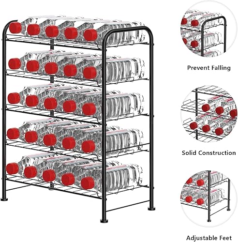 Miniatura 3 de OYEAL Organizador de estantes para botellas de agua de 5 niveles, soporte independiente para botellas de agua embotellada, organizador, soporte