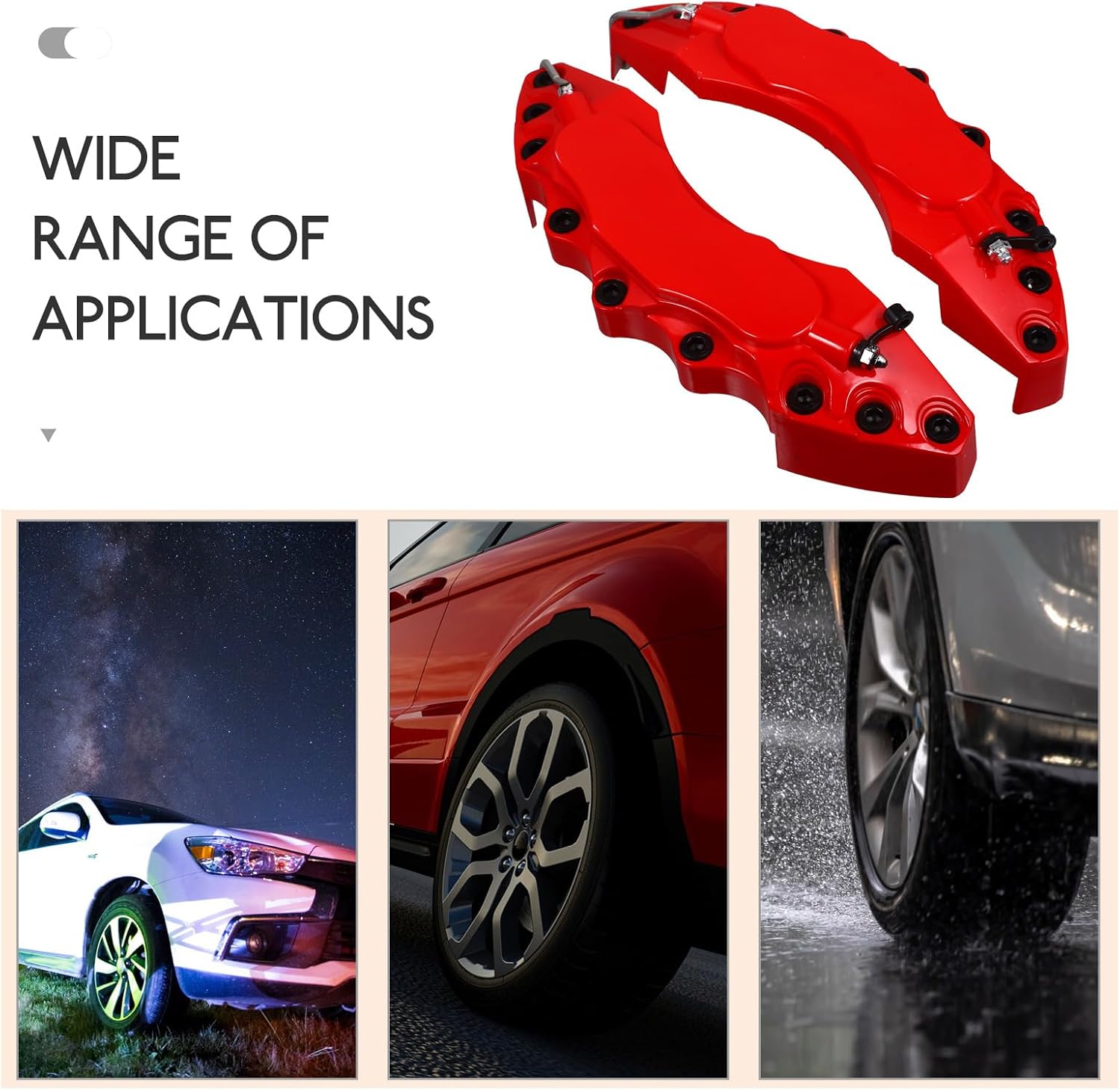 iplusmile Brake Caliper Covers 2Pcs Universal Car Decorative Disc Brake Caliper Protectors Front Rear Wheel Hub Guards Automotive Accessories 10.90X3.11X2.36In