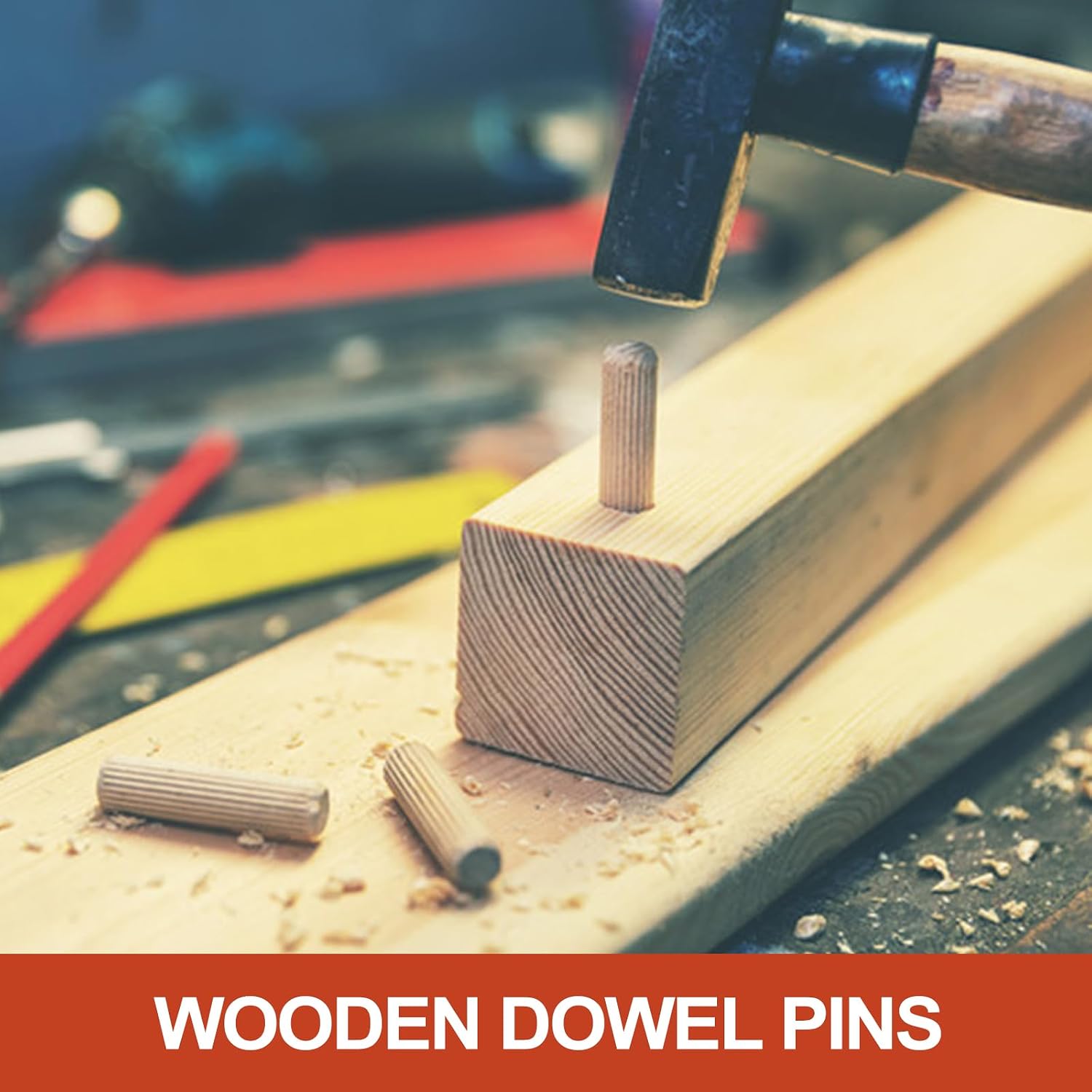 MECCANIXITY Wooden Dowel Pins 1/2" x 2" (12mm x 50mm) Straight Dowel Rods Wood Fluted Dowels Rods for Crafts Furniture DIY Hardwood Count 100